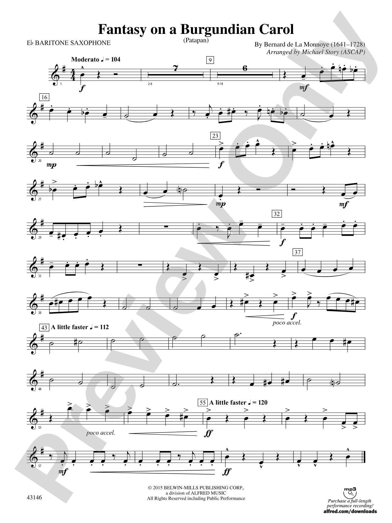 Fantasy on a Burgundian Carol: E-flat Baritone Saxophone