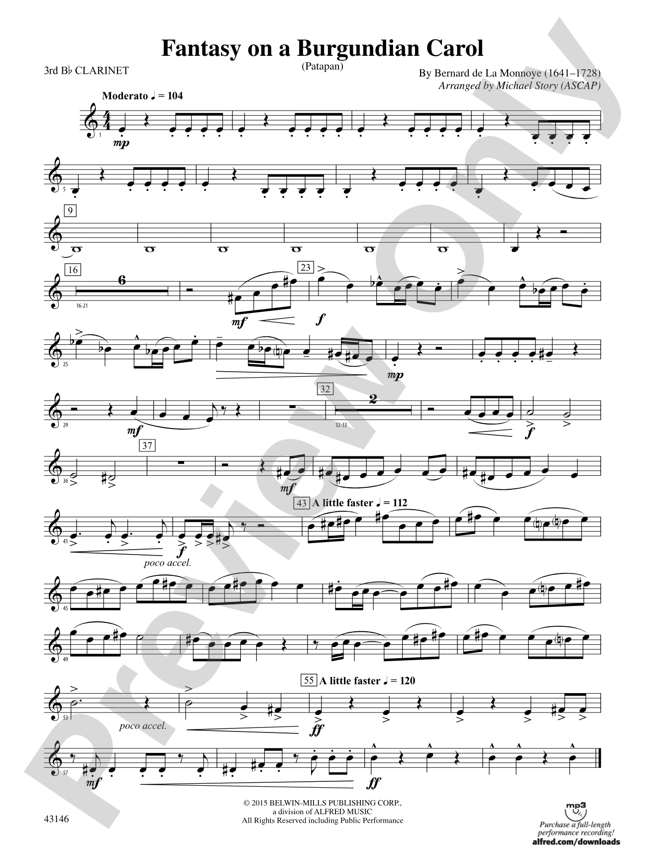 Fantasy on a Burgundian Carol: 3rd B-flat Clarinet