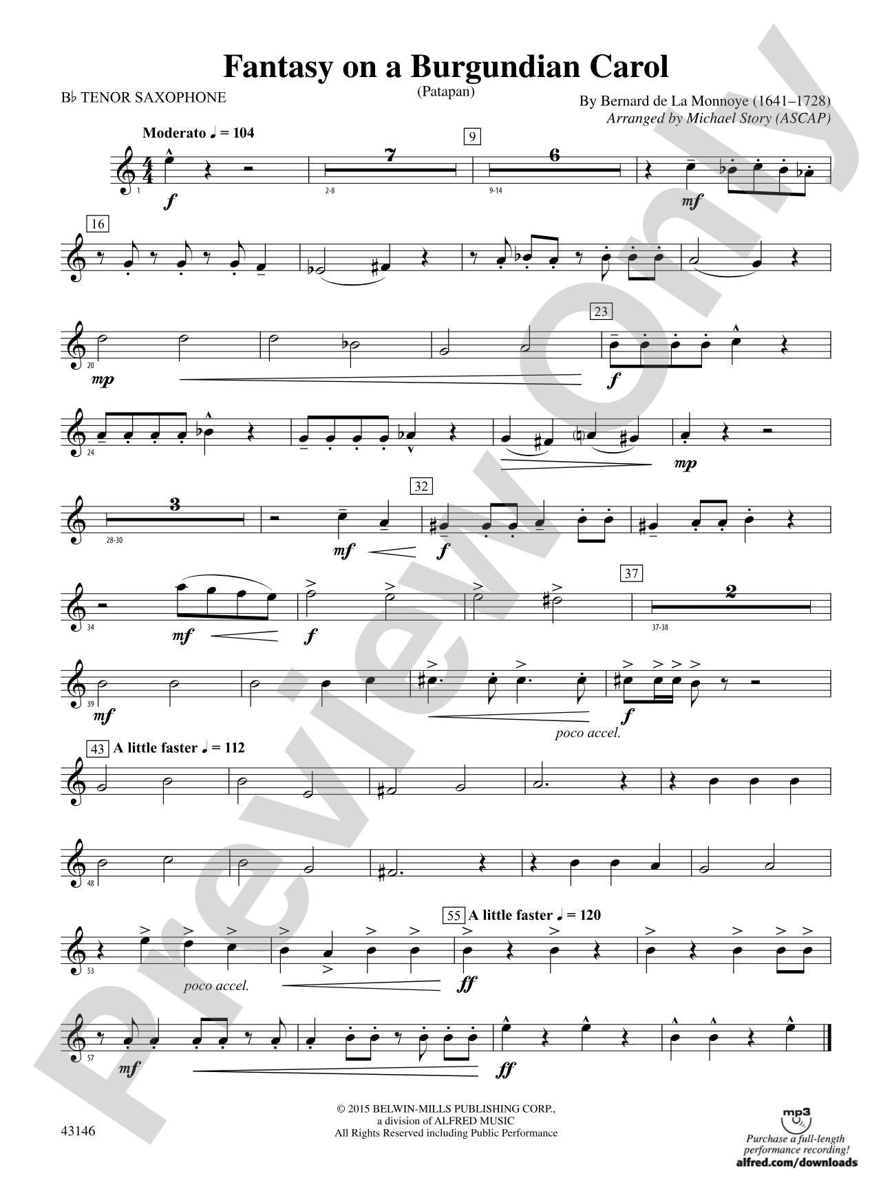 Fantasy on a Burgundian Carol: B-flat Tenor Saxophone