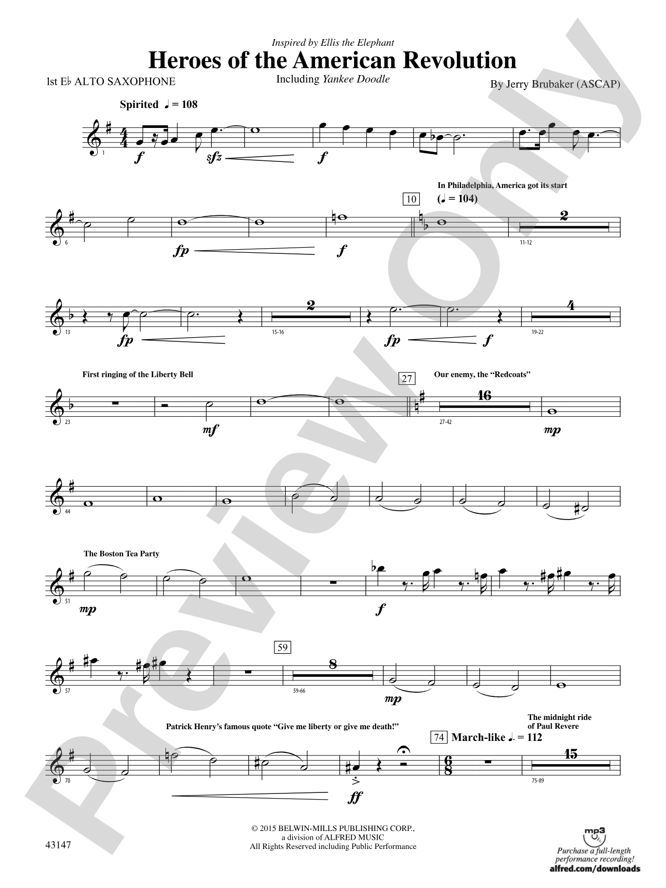 Heroes of the American Revolution: E-flat Alto Saxophone