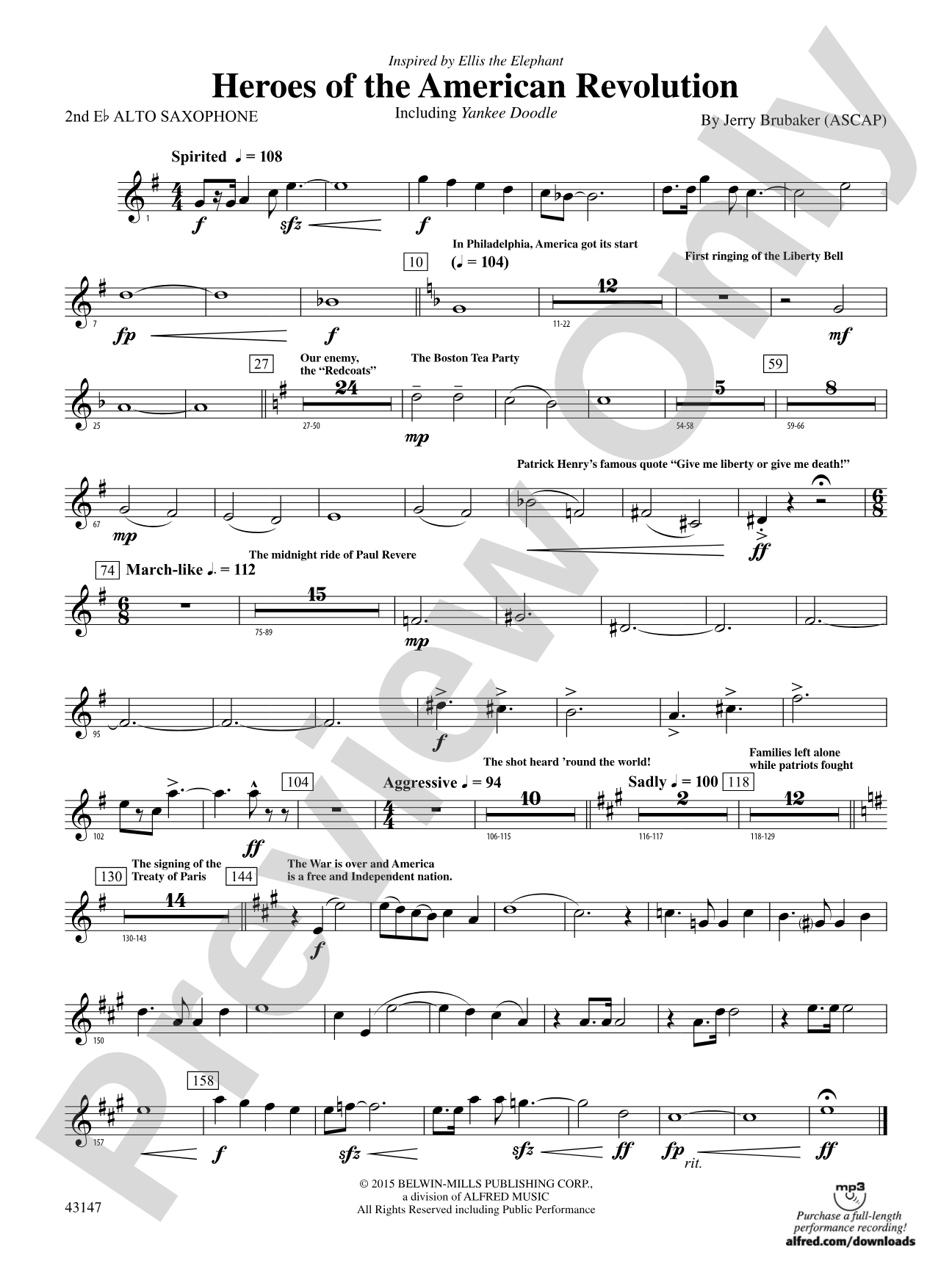 Heroes of the American Revolution: 2nd E-flat Alto Saxophone