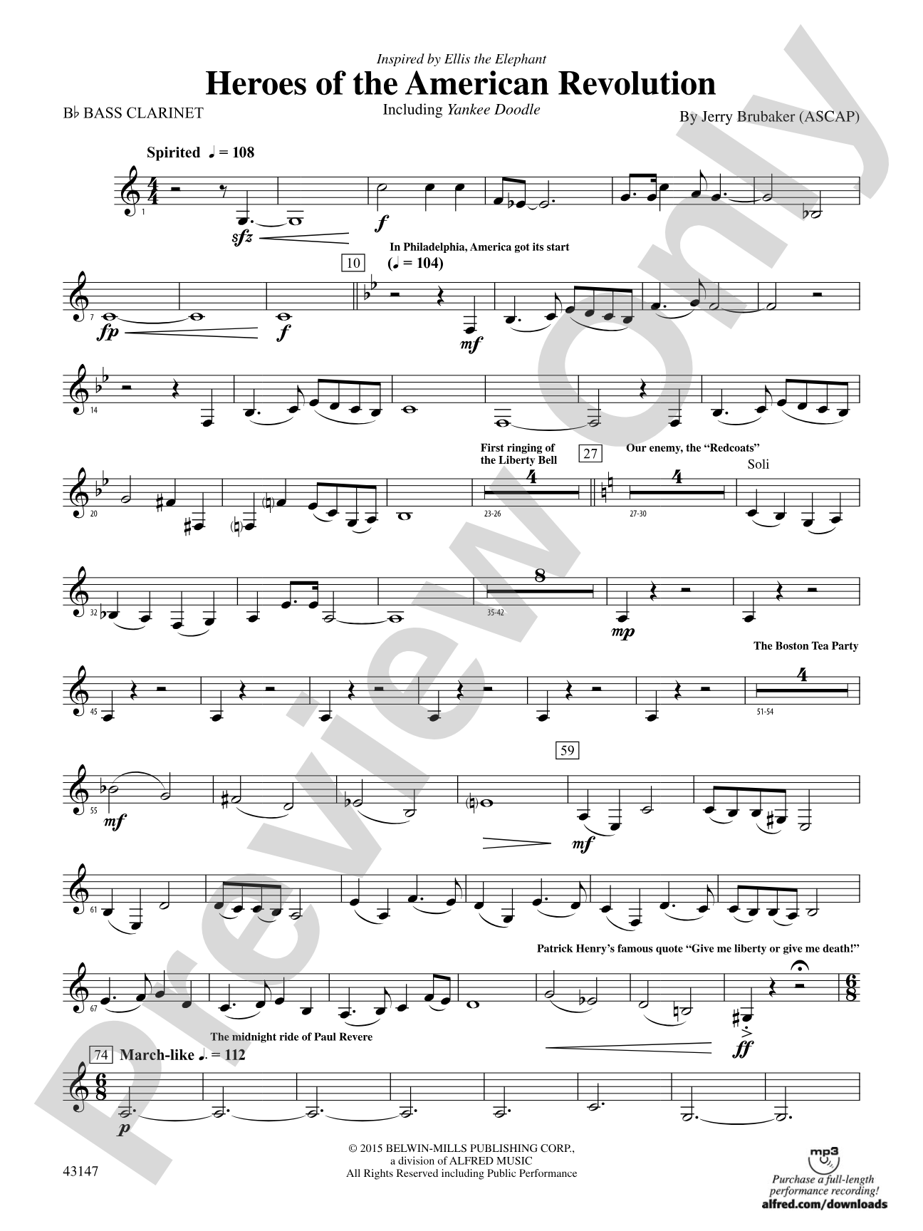 Heroes of the American Revolution: B-flat Bass Clarinet