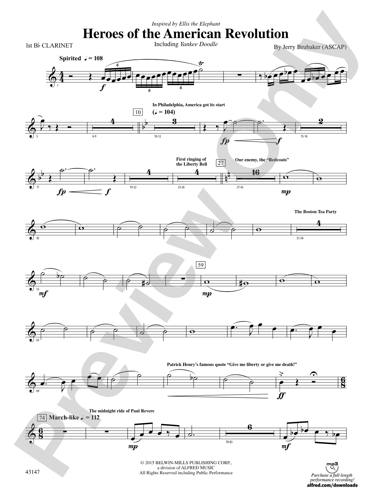 Heroes of the American Revolution: 1st B-flat Clarinet