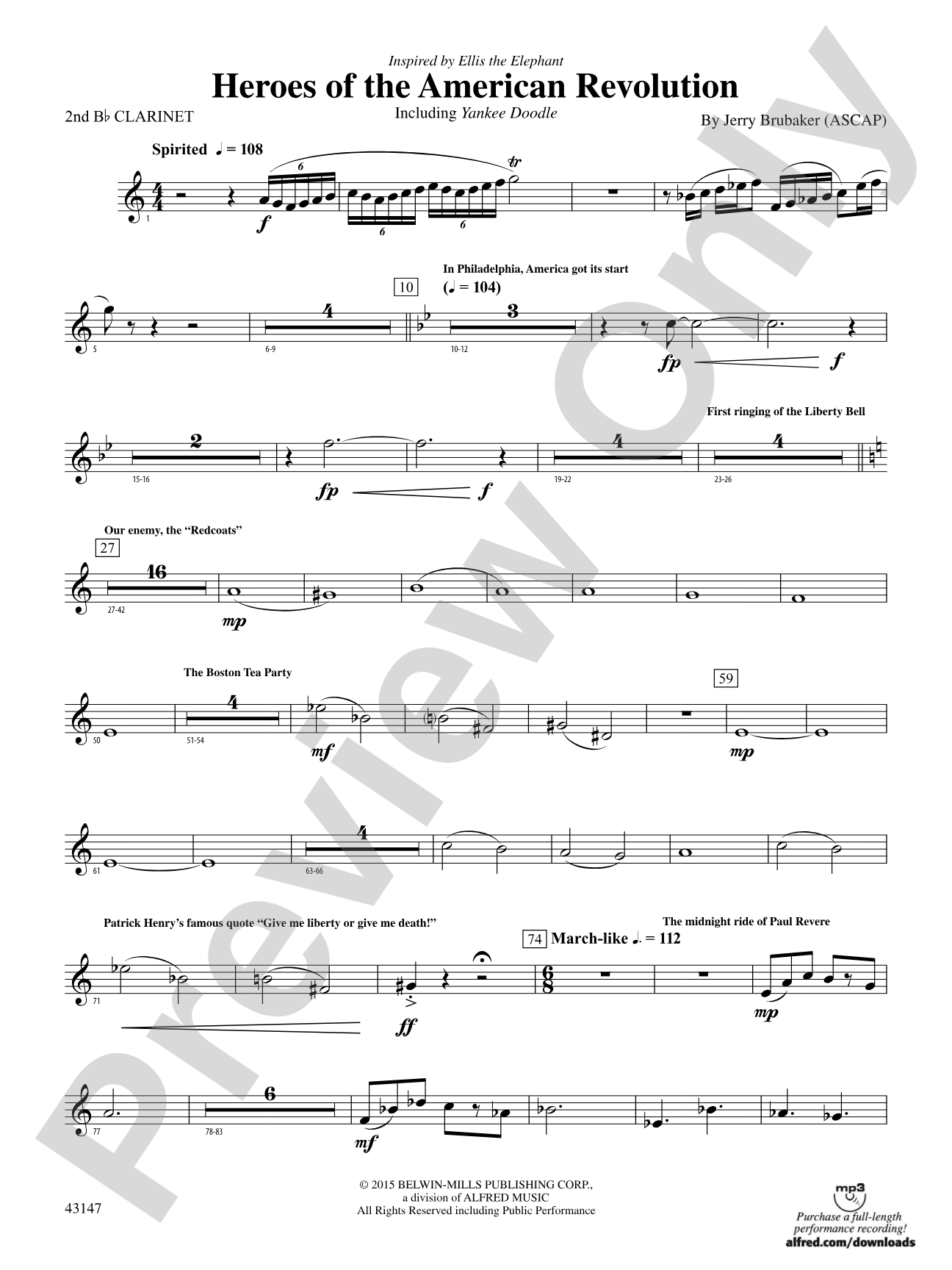 Heroes of the American Revolution: 2nd B-flat Clarinet