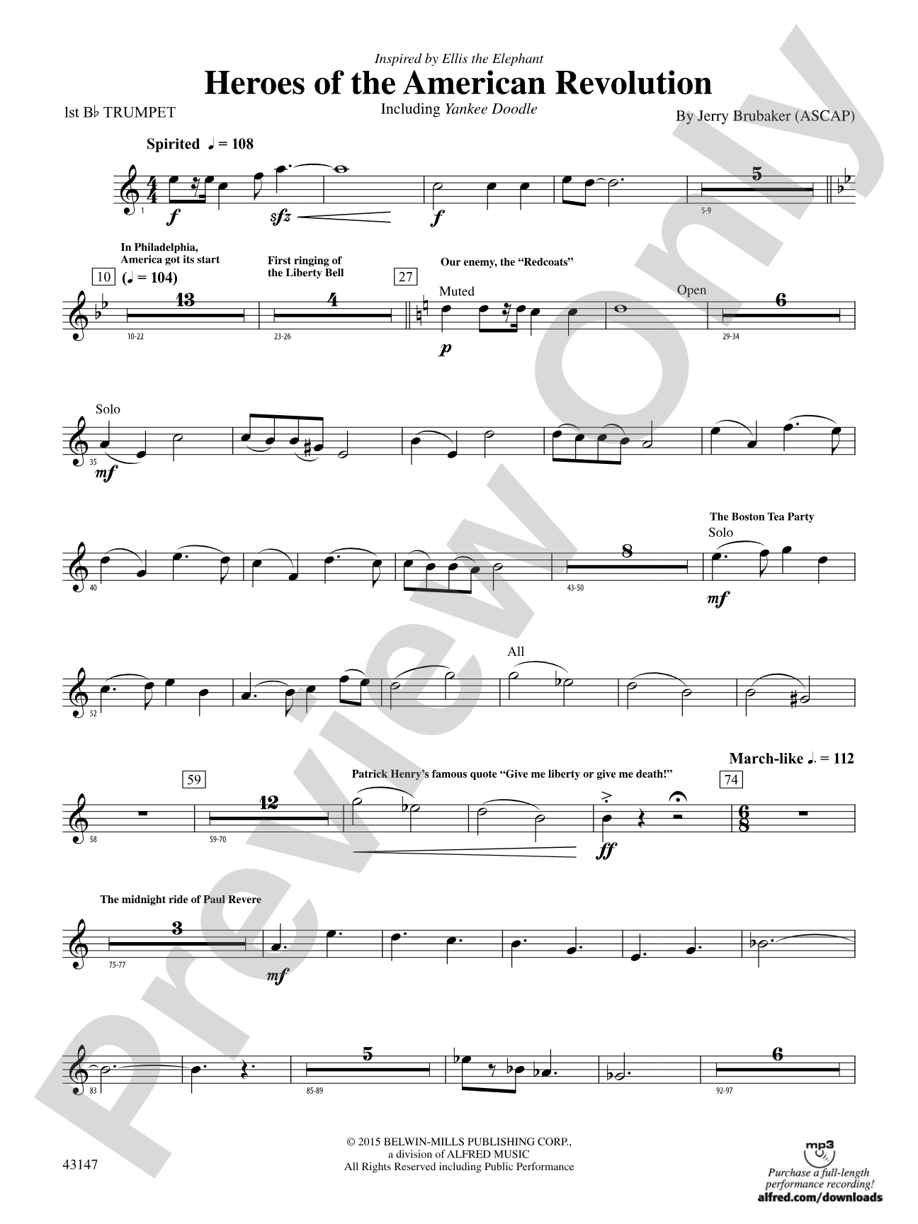 Heroes of the American Revolution: 1st B-flat Trumpet