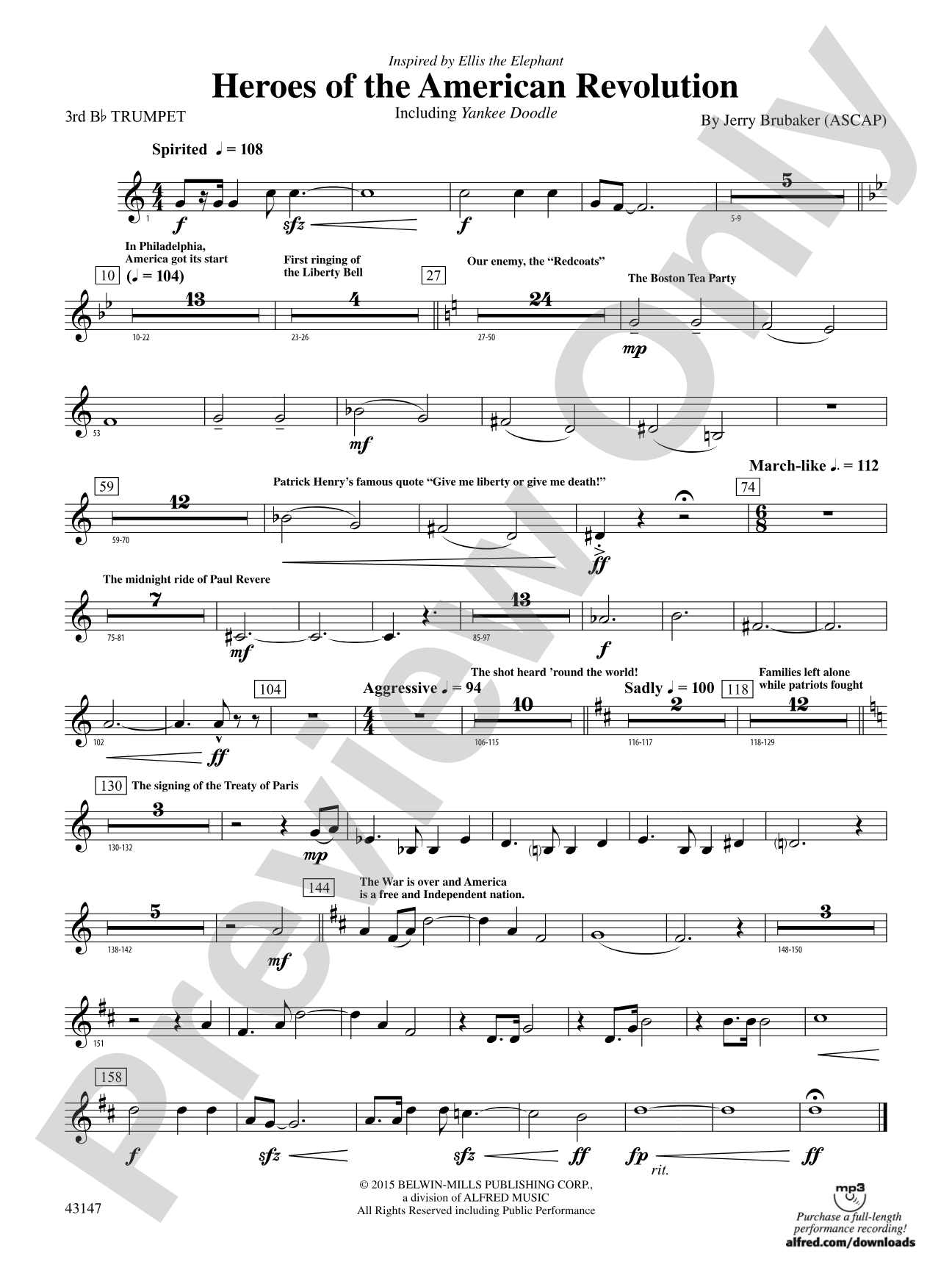 Heroes of the American Revolution: 3rd B-flat Trumpet