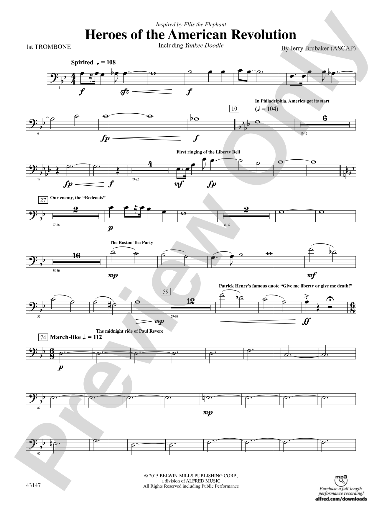 Heroes of the American Revolution: 1st Trombone