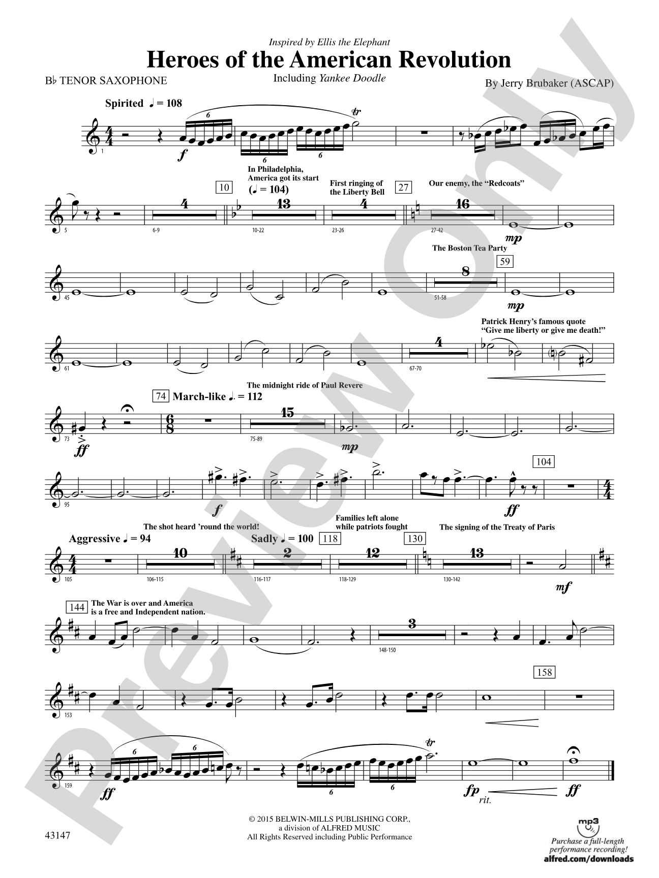 Heroes of the American Revolution: B-flat Tenor Saxophone
