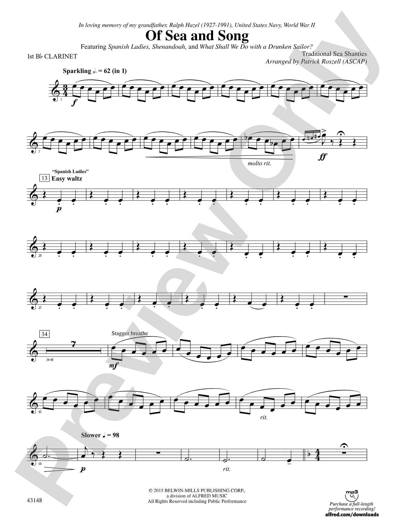 Of Sea and Song: 1st B-flat Clarinet