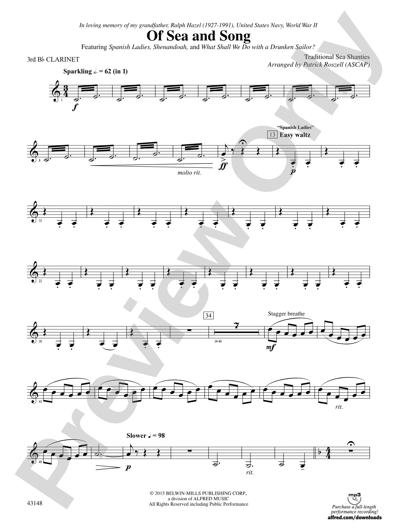 Of Sea and Song: 3rd B-flat Clarinet