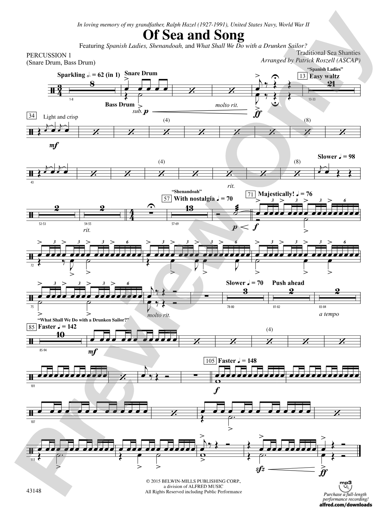 Of Sea and Song: 1st Percussion