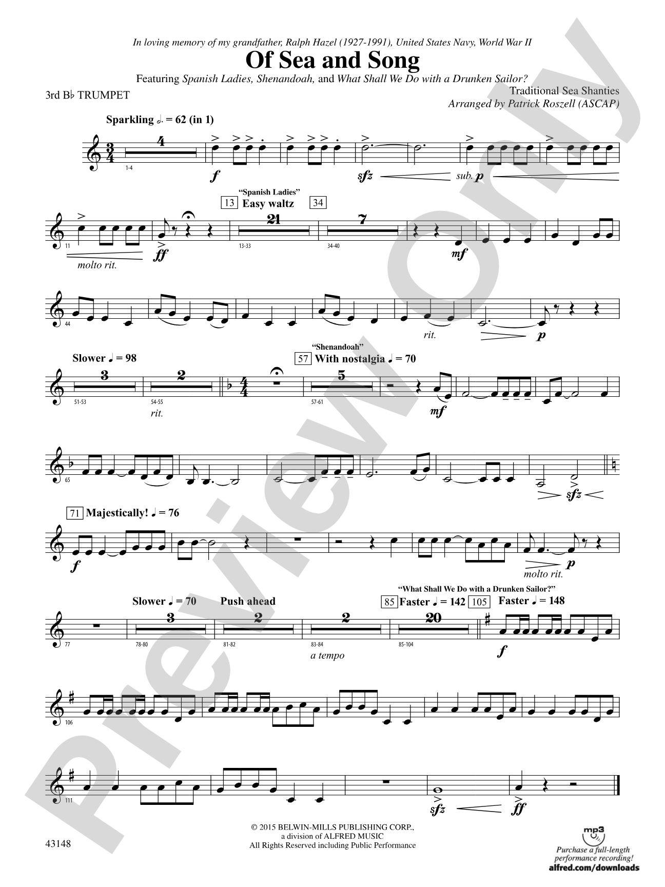 Of Sea and Song: 3rd B-flat Trumpet