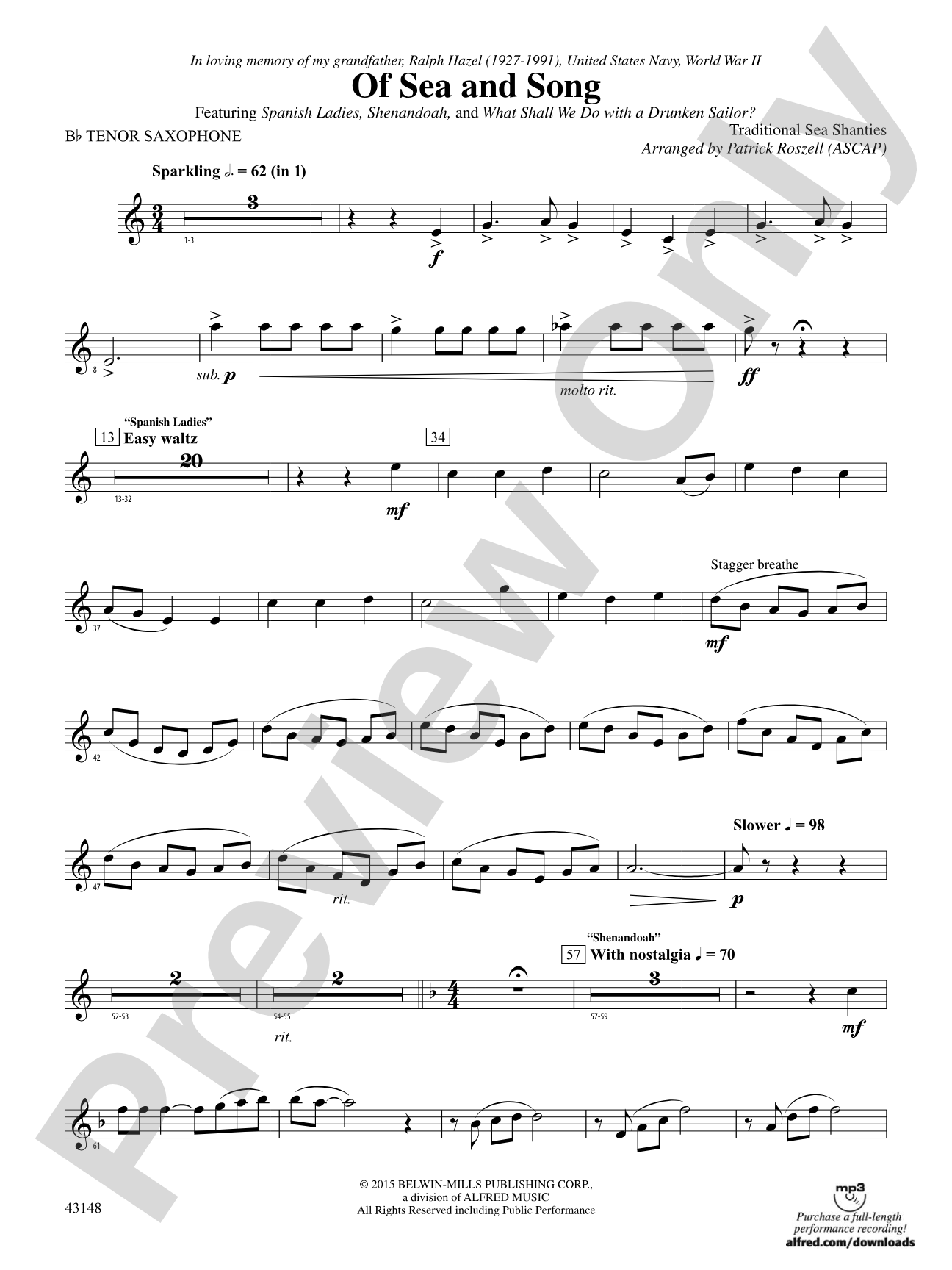 Of Sea and Song: B-flat Tenor Saxophone