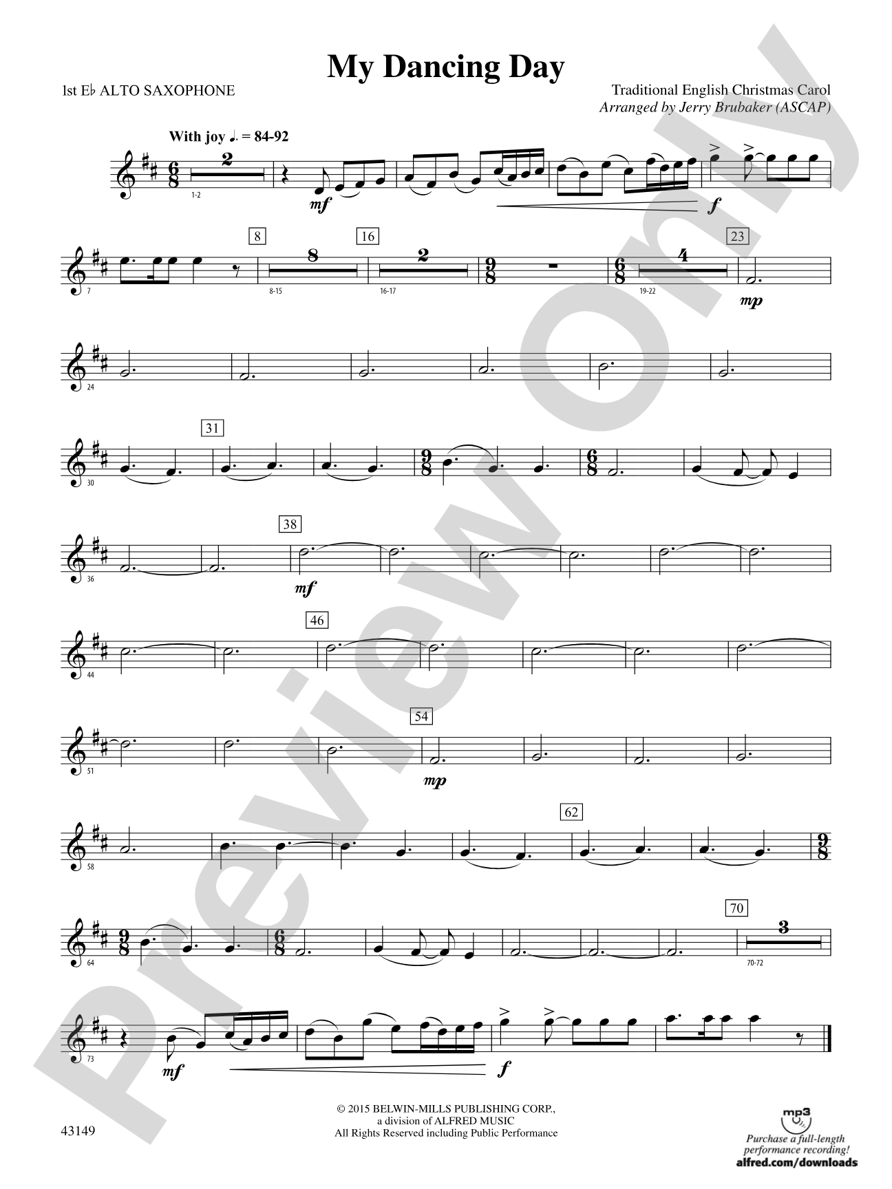My Dancing Day: E-flat Alto Saxophone