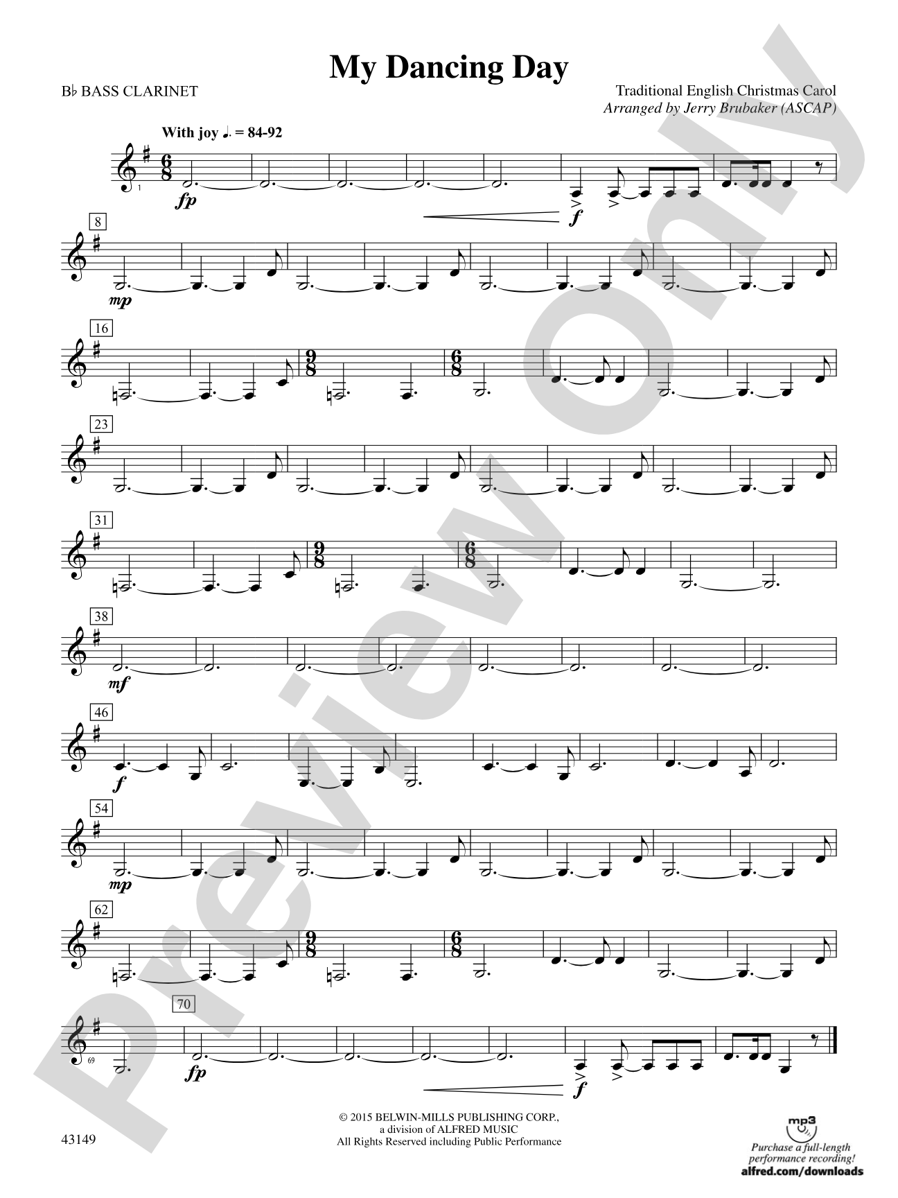 My Dancing Day: B-flat Bass Clarinet