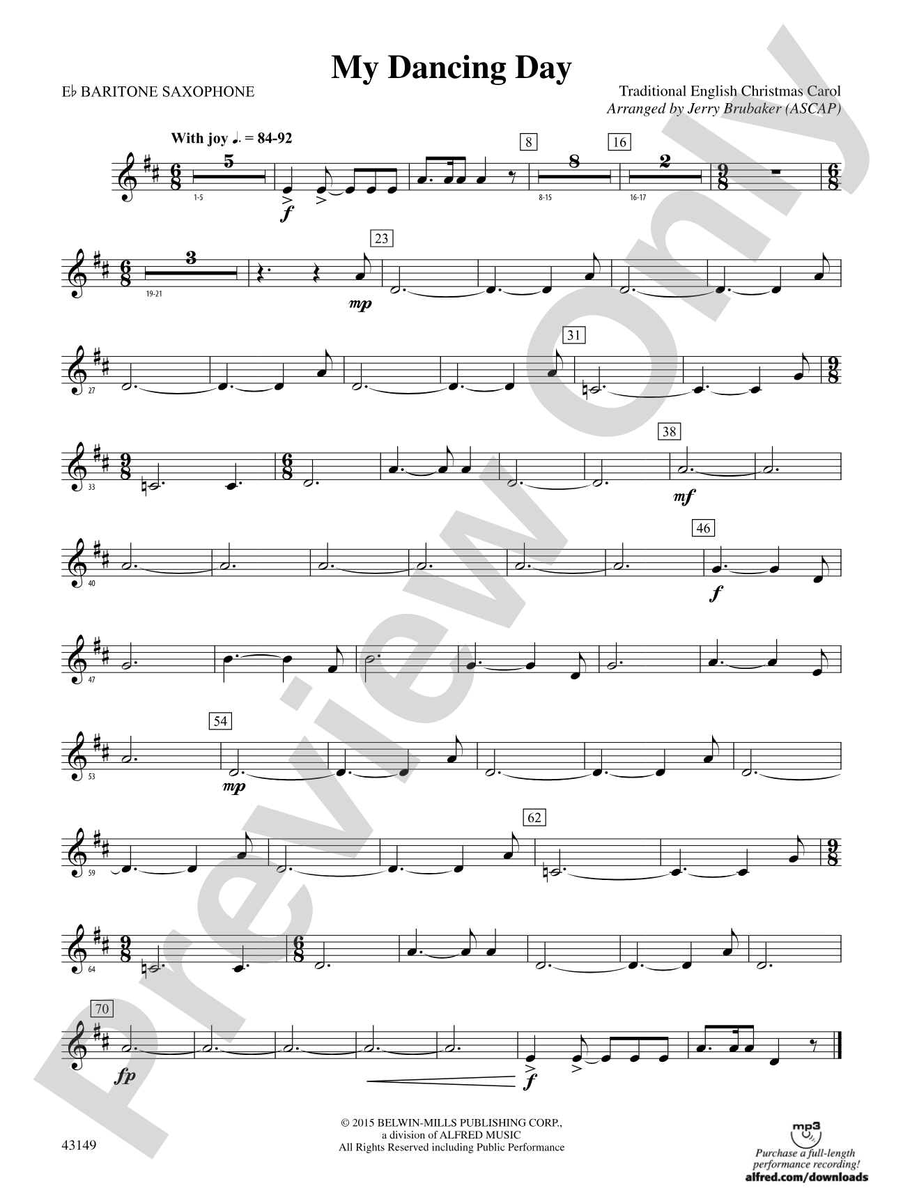 My Dancing Day: E-flat Baritone Saxophone