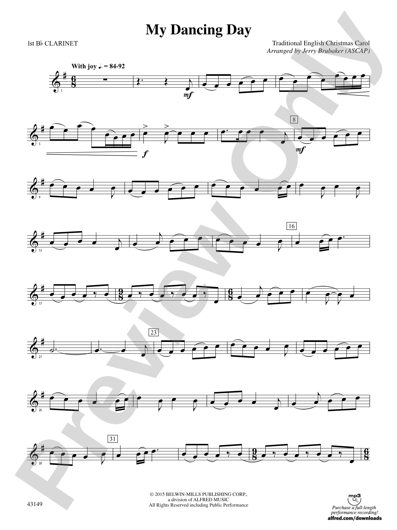 My Dancing Day: 1st B-flat Clarinet