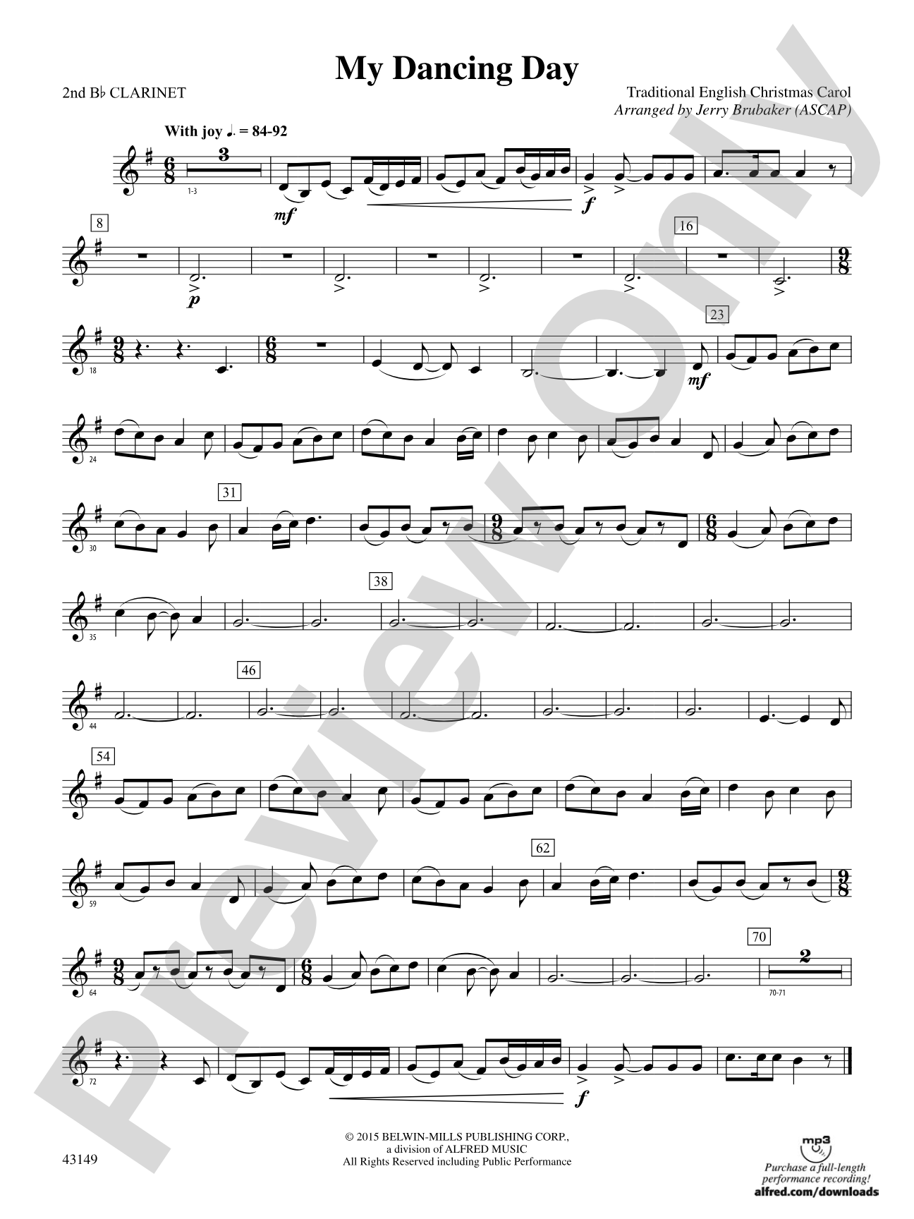My Dancing Day: 2nd B-flat Clarinet