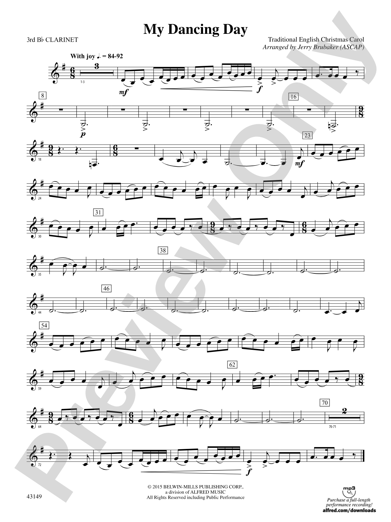 My Dancing Day: 3rd B-flat Clarinet