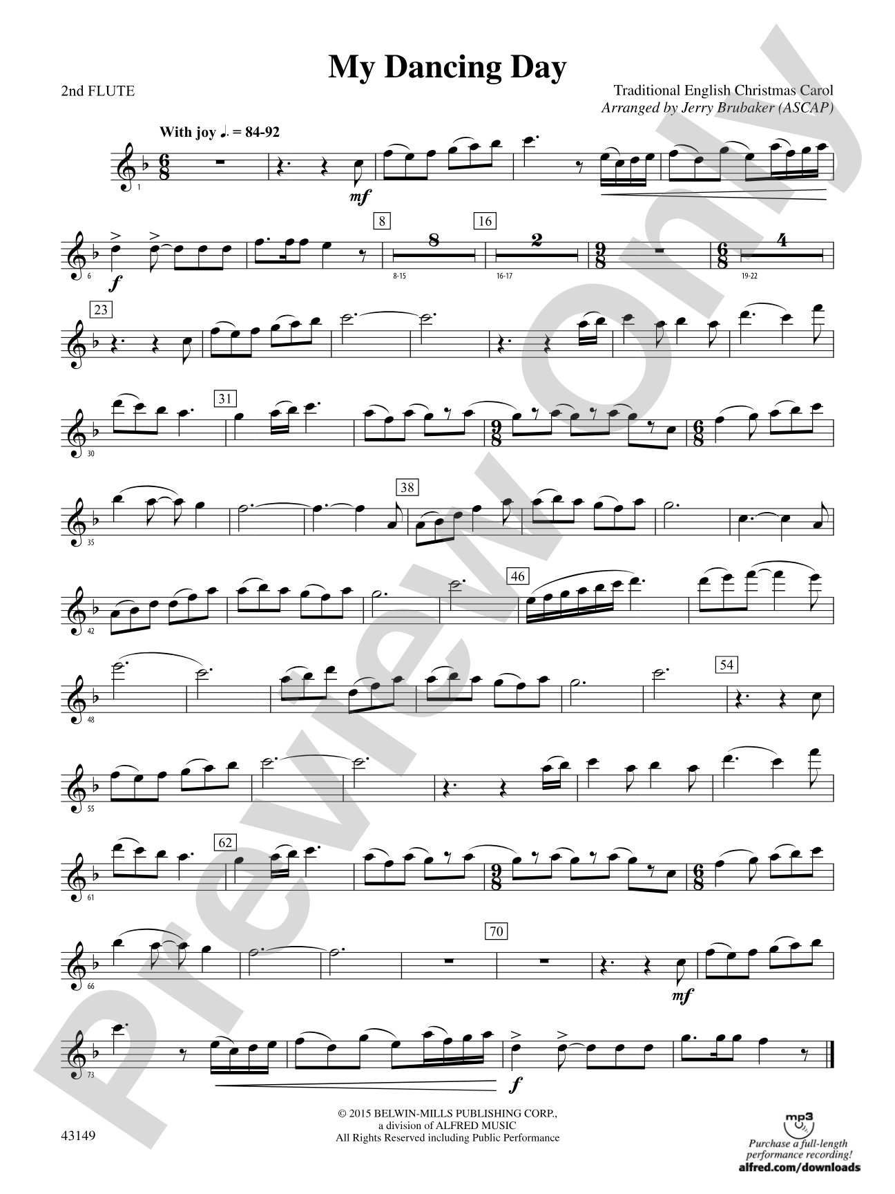My Dancing Day: 2nd Flute