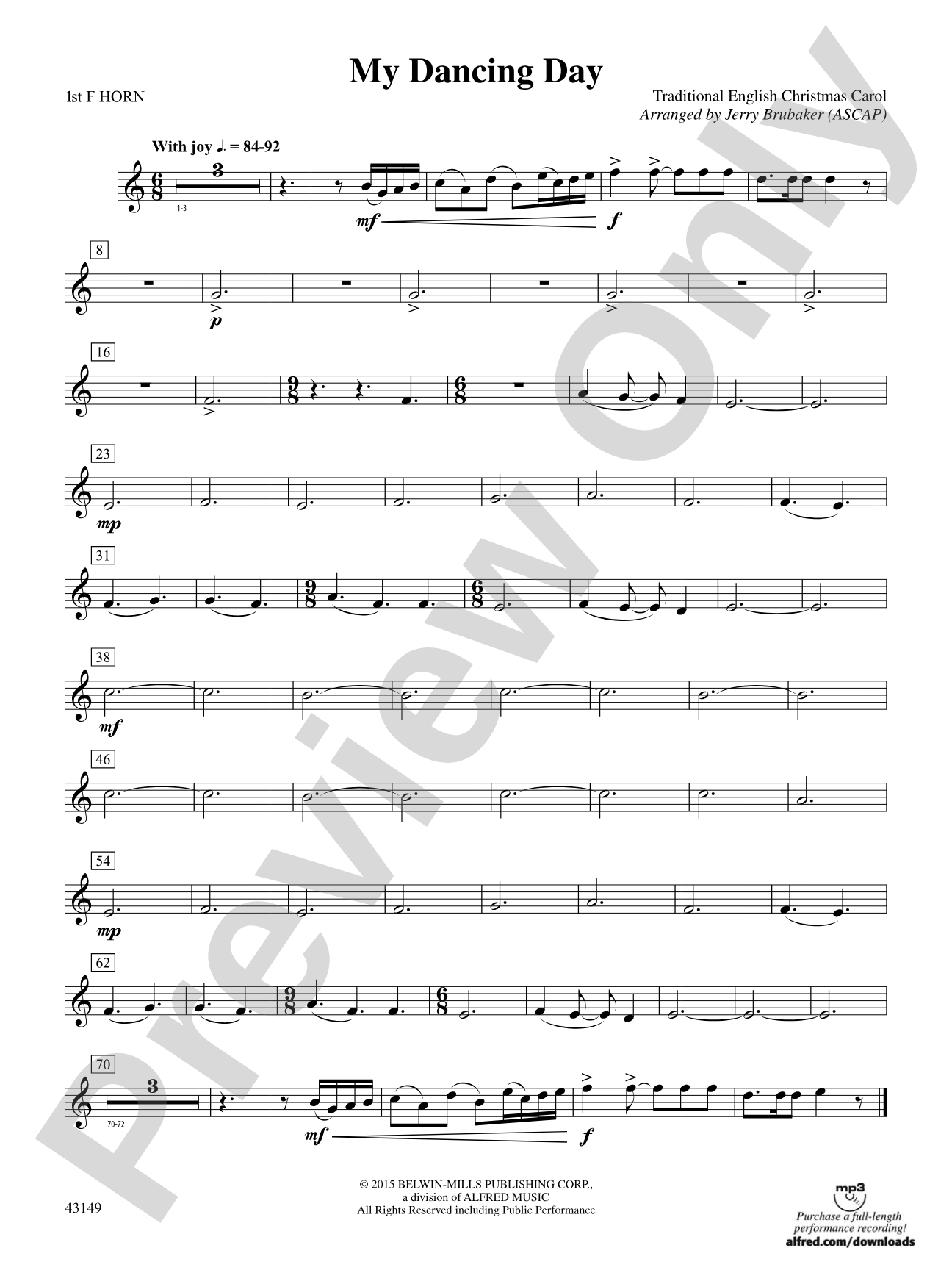 My Dancing Day: 1st F Horn