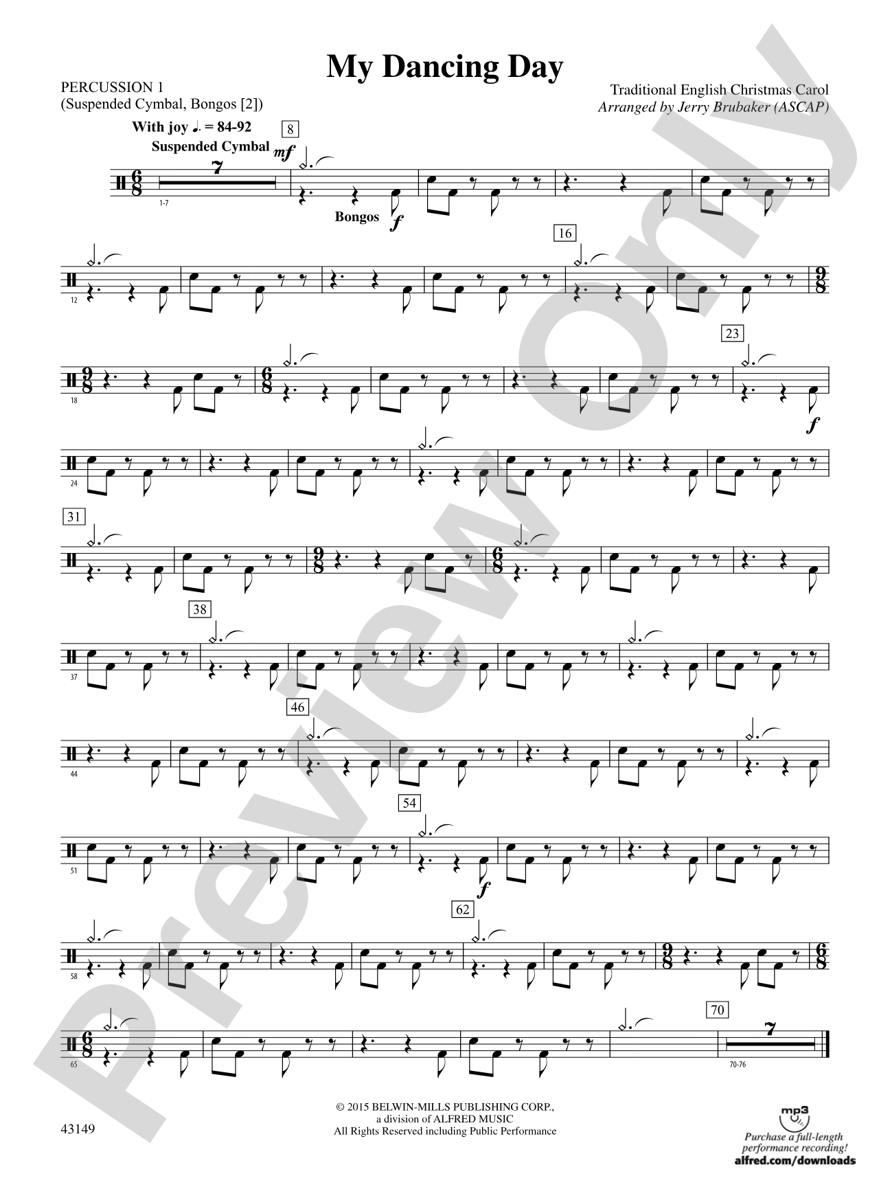 My Dancing Day: 1st Percussion