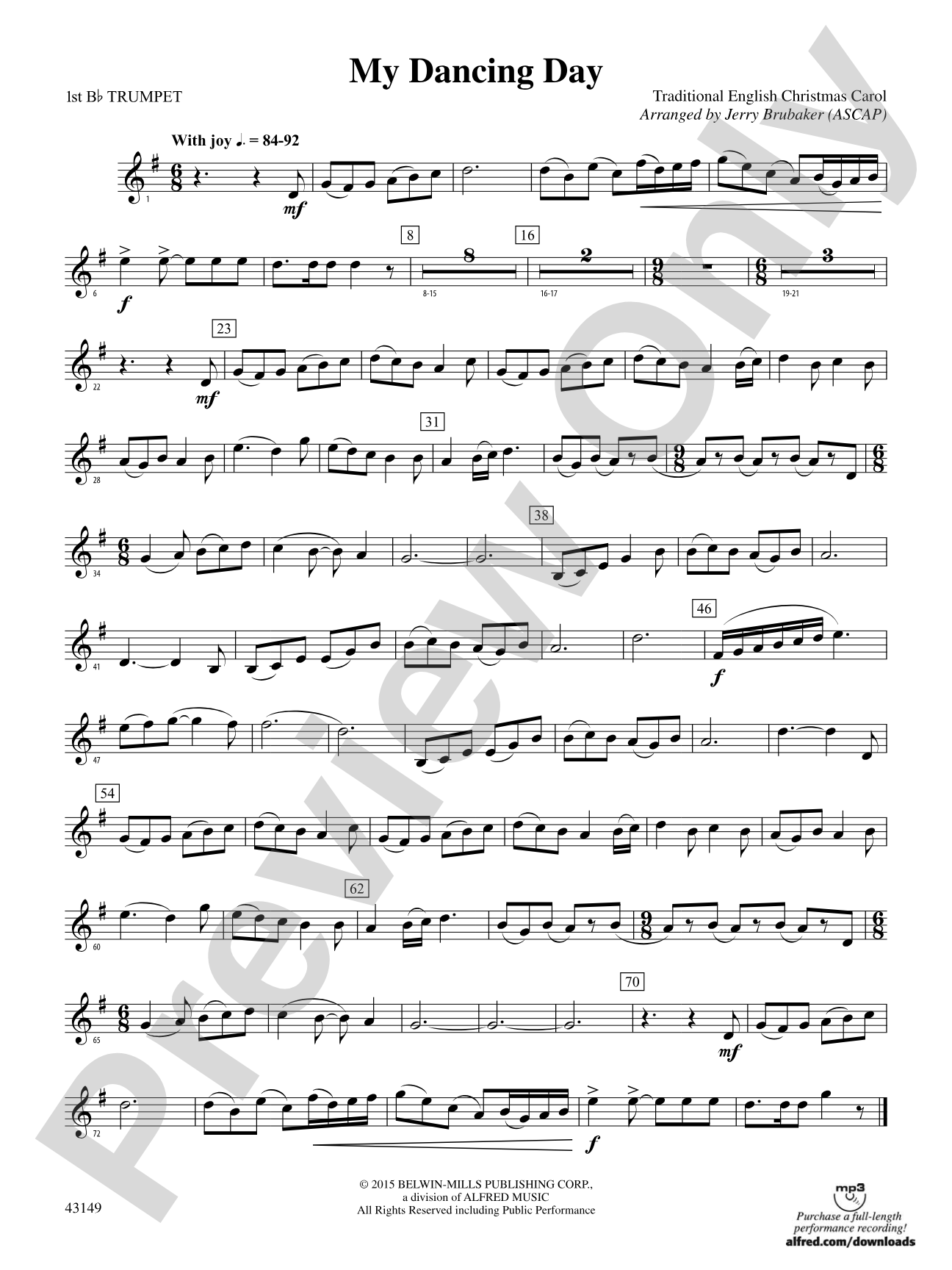 My Dancing Day: 1st B-flat Trumpet