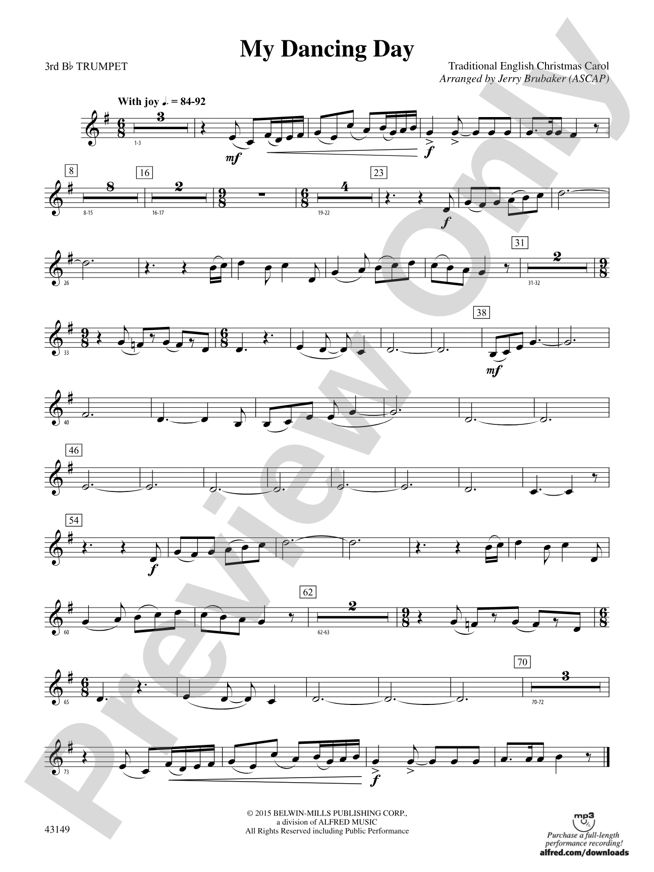 My Dancing Day: 3rd B-flat Trumpet