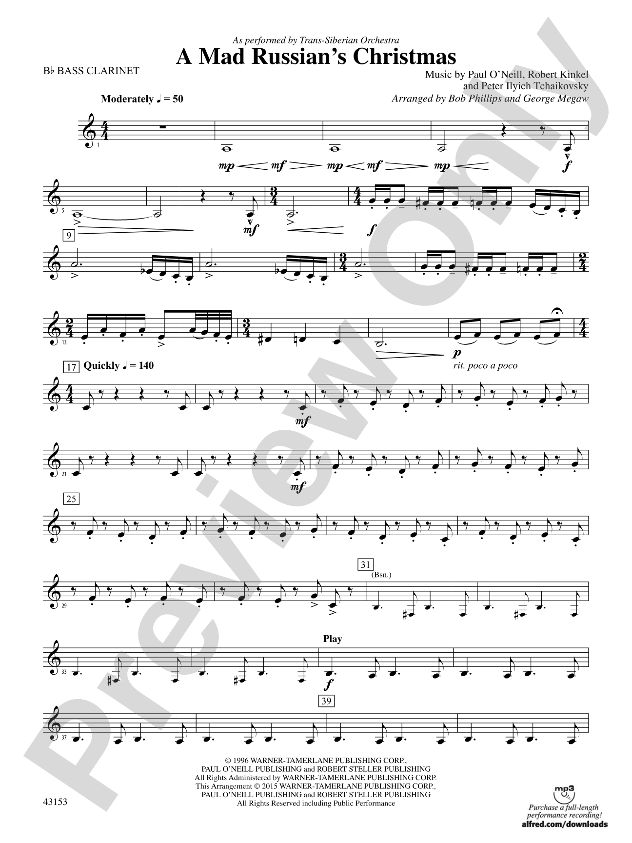 A Mad Russian's Christmas: B-flat Bass Clarinet
