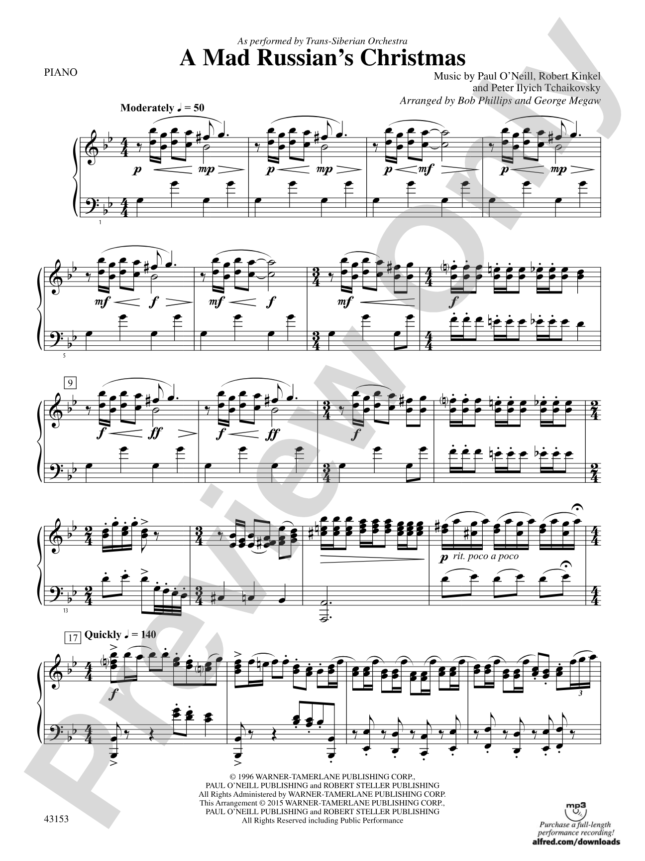 A Mad Russian's Christmas: Piano Accompaniment