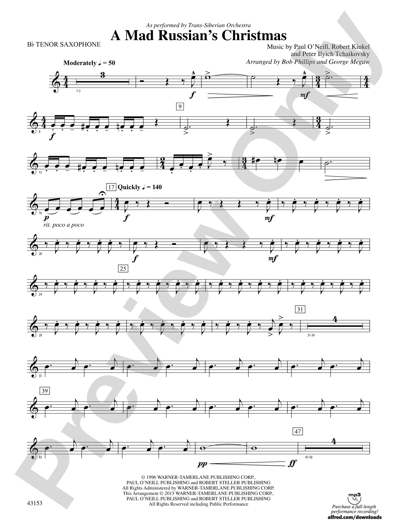 A Mad Russian's Christmas: B-flat Tenor Saxophone