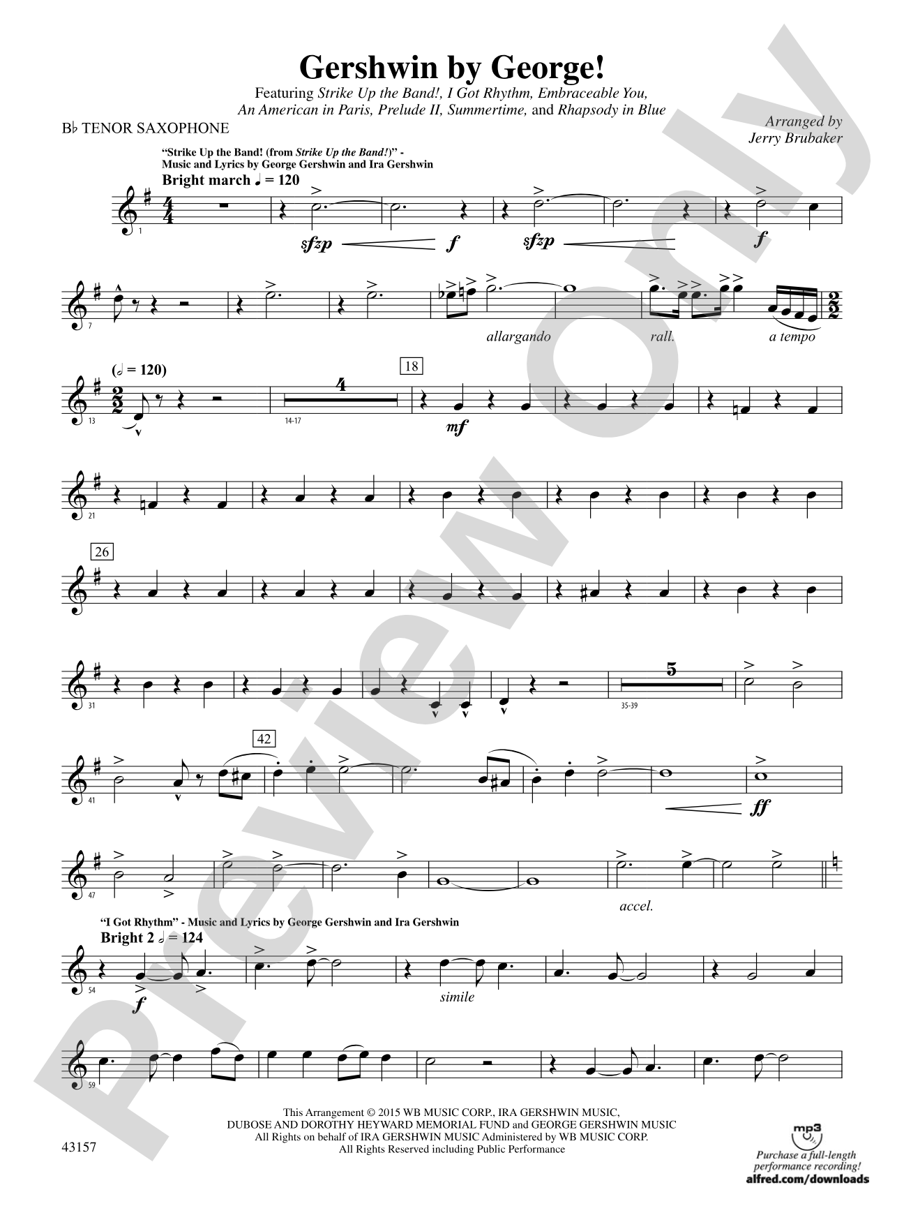 Gershwin by George!: B-flat Tenor Saxophone