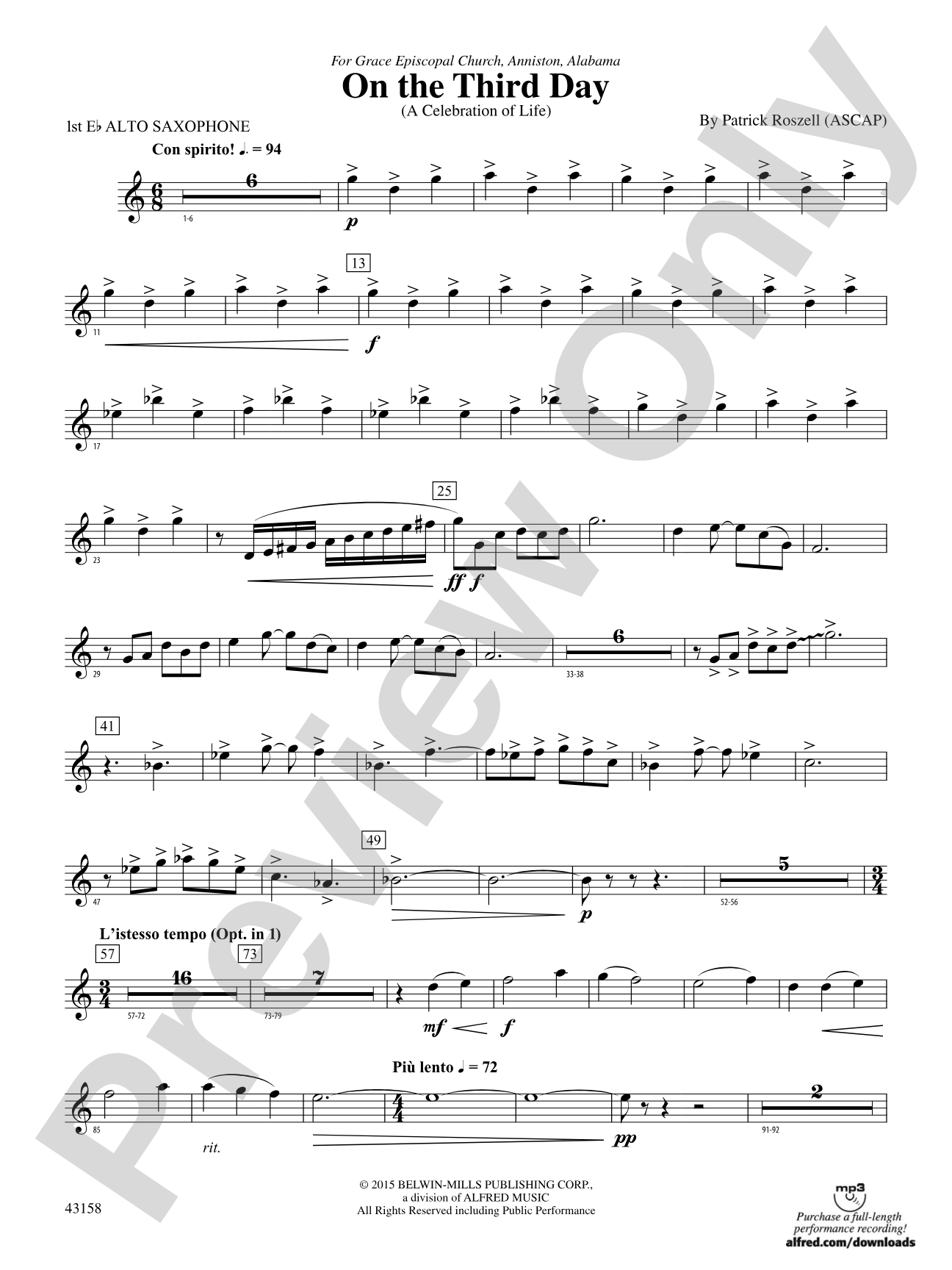 On the Third Day: E-flat Alto Saxophone