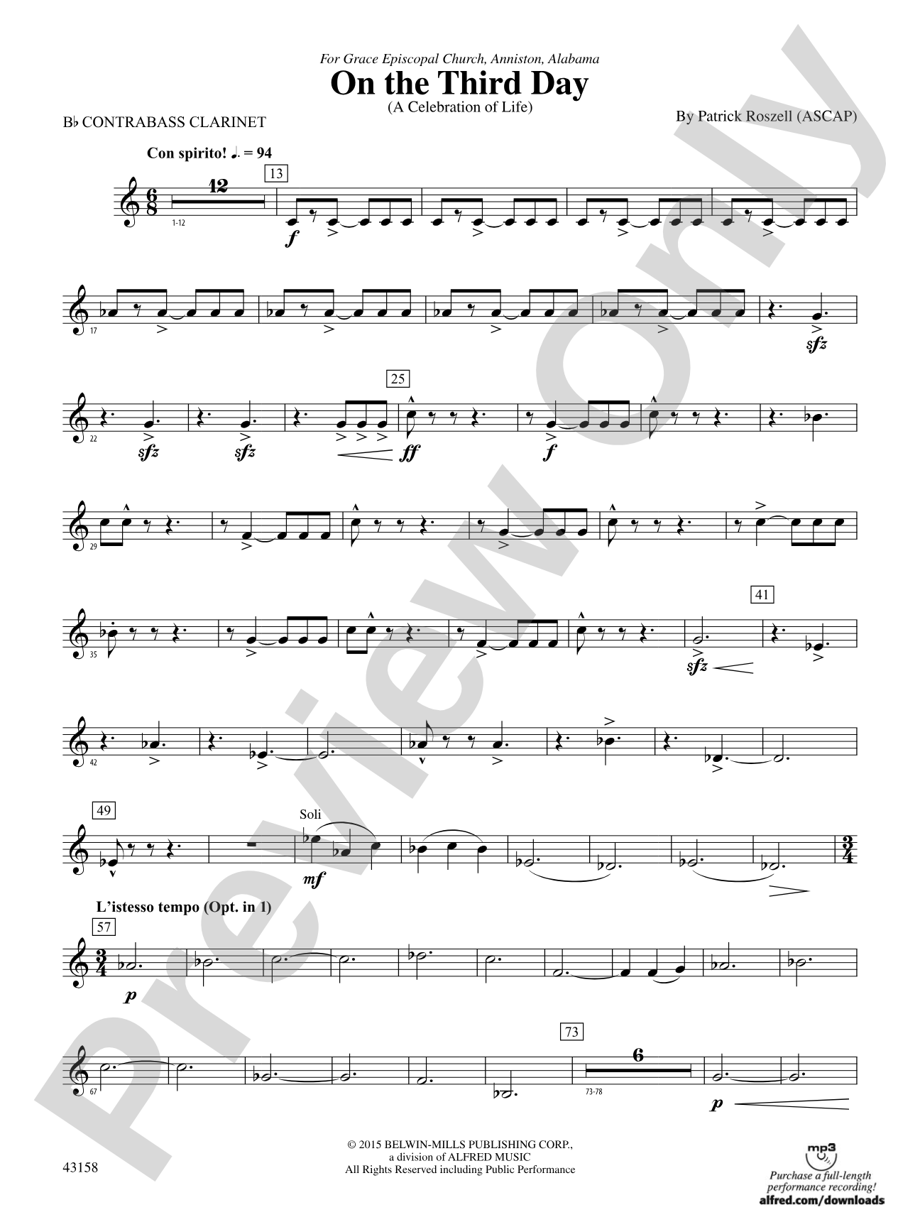 On the Third Day: B-flat Contrabass Clarinet
