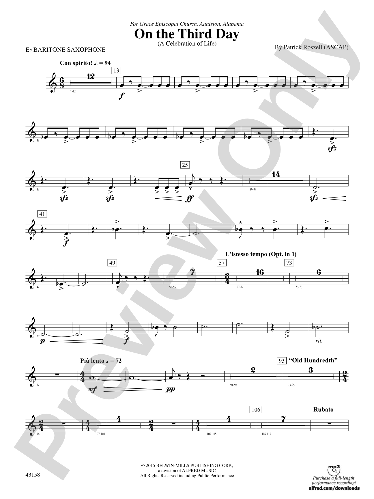 On the Third Day: E-flat Baritone Saxophone