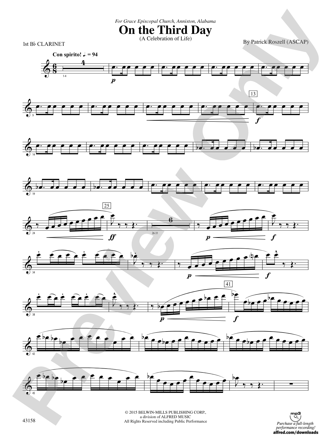 On the Third Day: 1st B-flat Clarinet