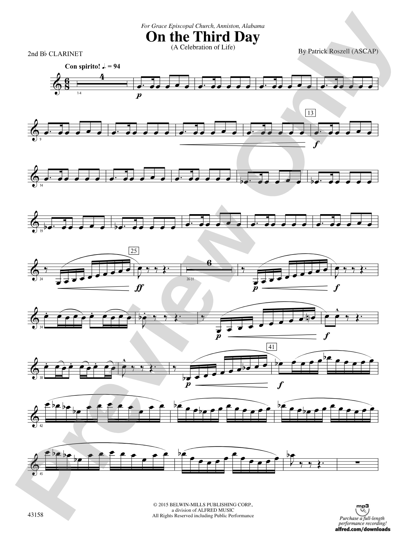 On the Third Day: 2nd B-flat Clarinet