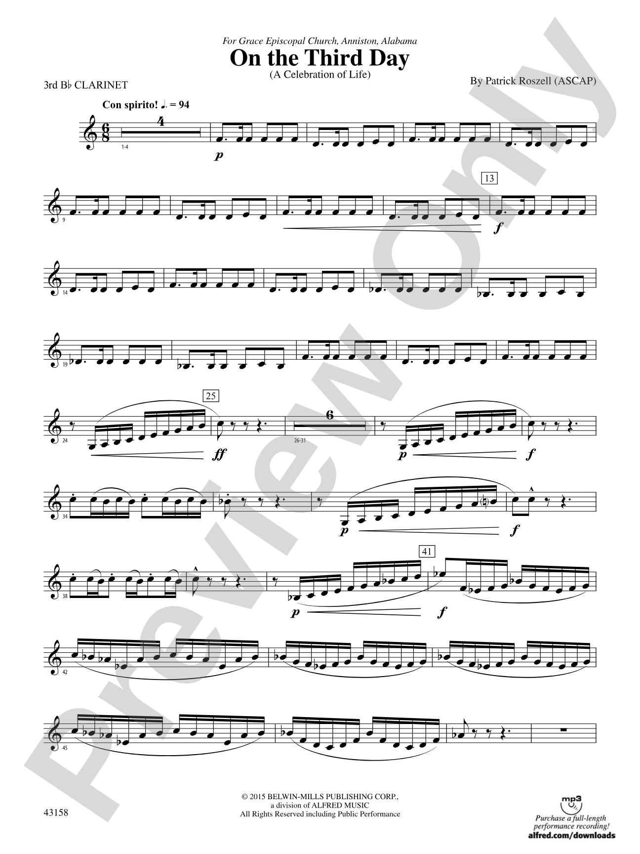 On the Third Day: 3rd B-flat Clarinet