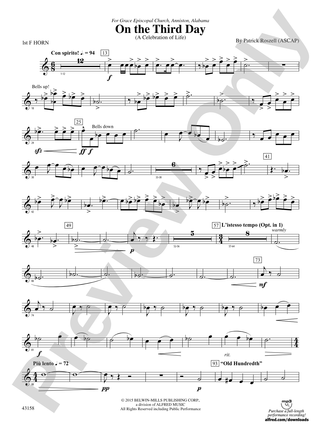 On the Third Day: 1st F Horn