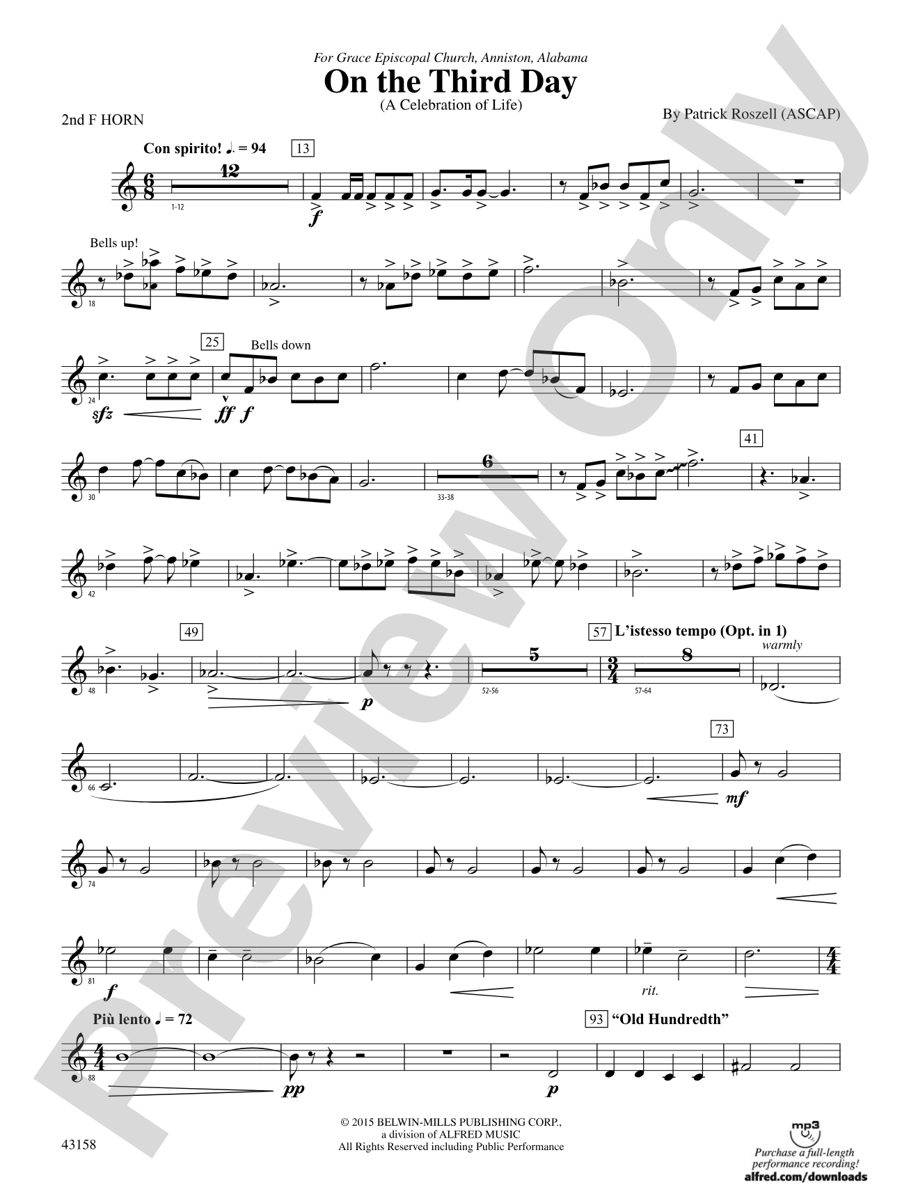 On the Third Day: 2nd F Horn