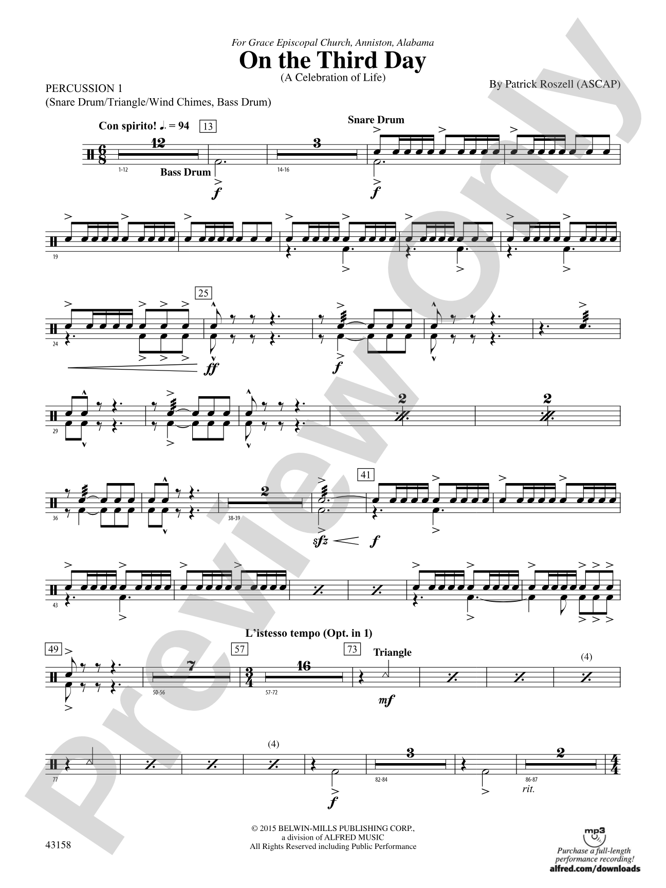 On the Third Day: 1st Percussion