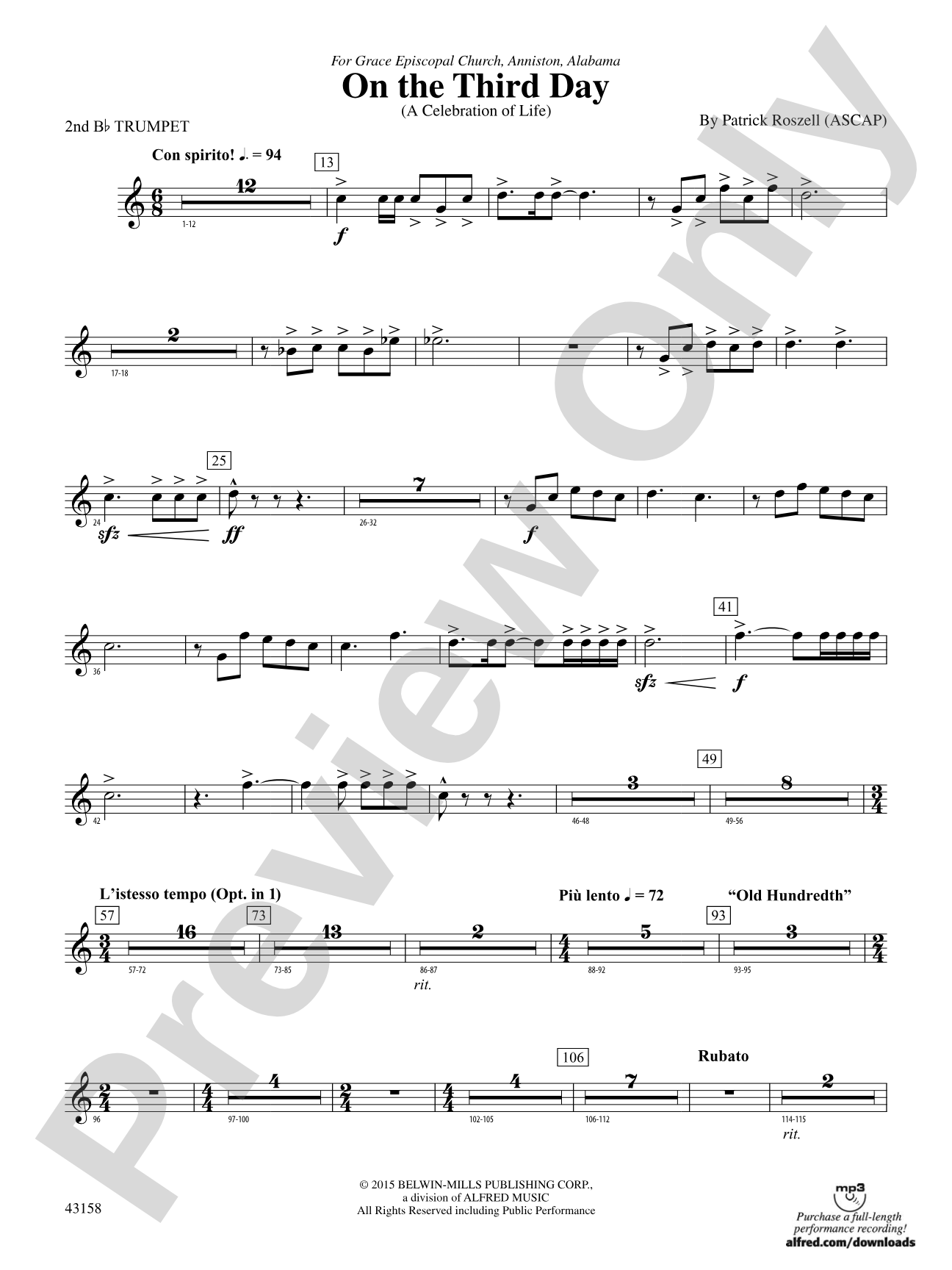 On the Third Day: 2nd B-flat Trumpet