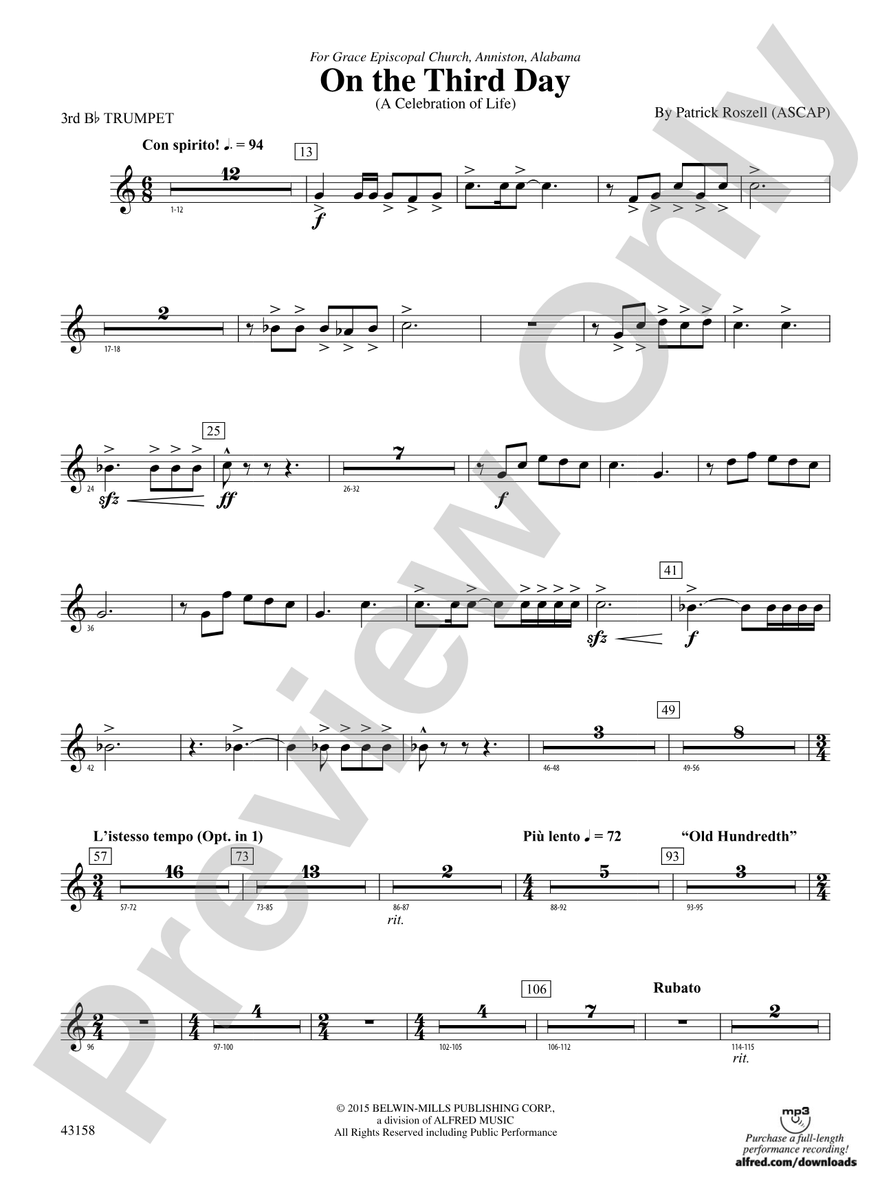 On the Third Day: 3rd B-flat Trumpet