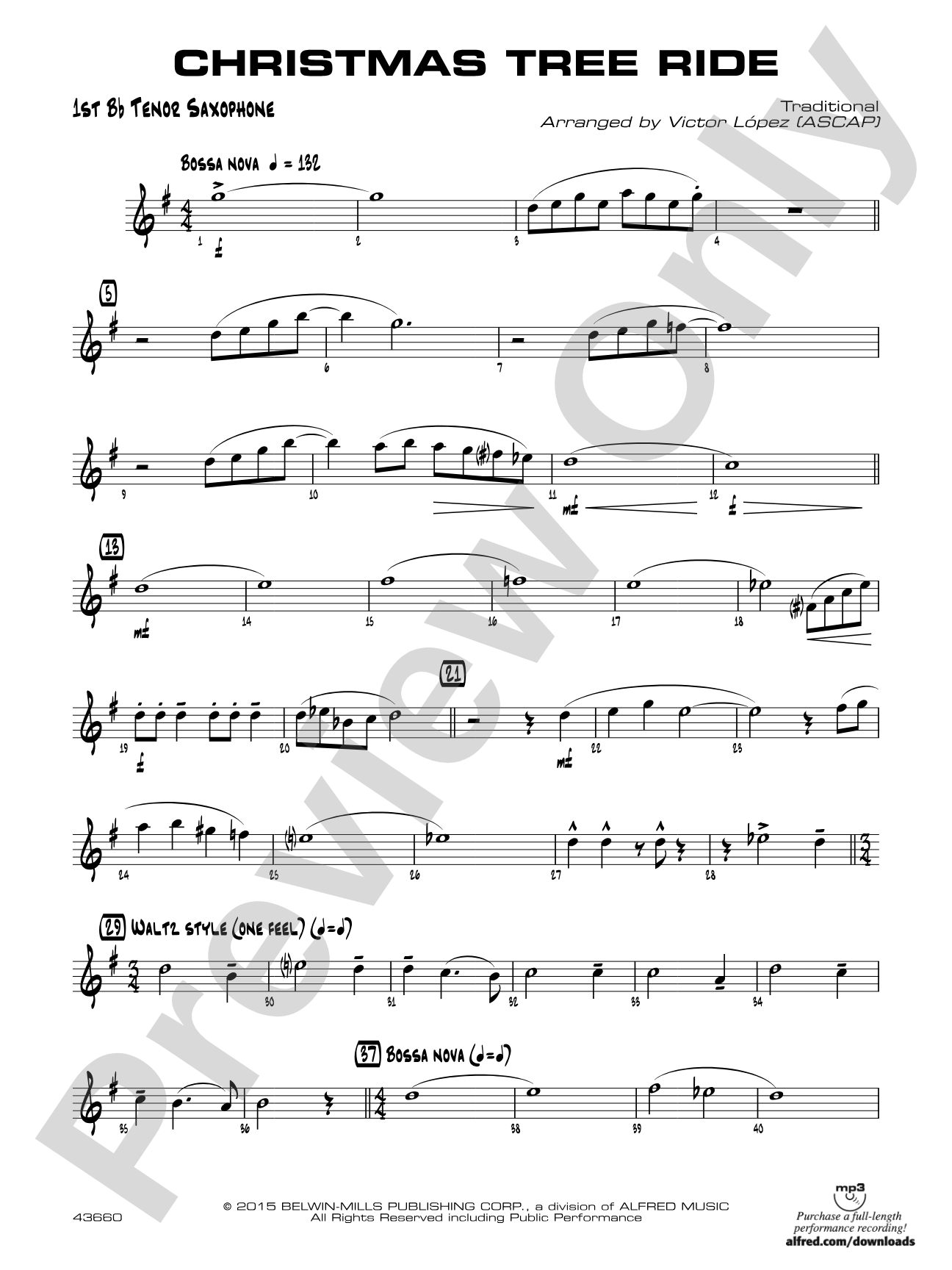 Christmas Tree Ride: B-flat Tenor Saxophone