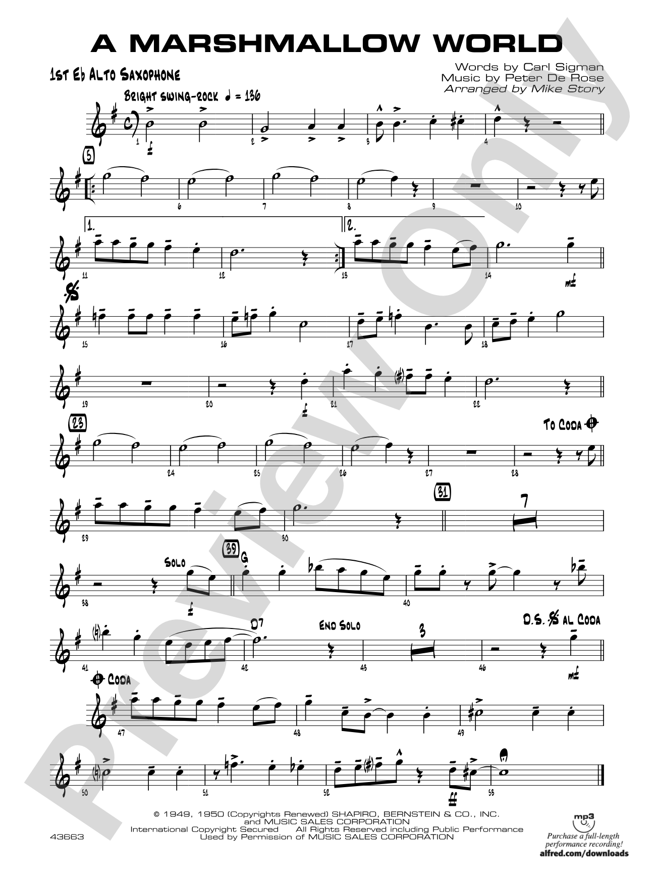 A Marshmallow World: E-flat Alto Saxophone