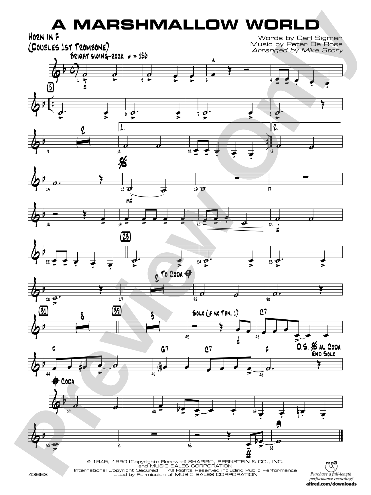 A Marshmallow World: 1st F Horn