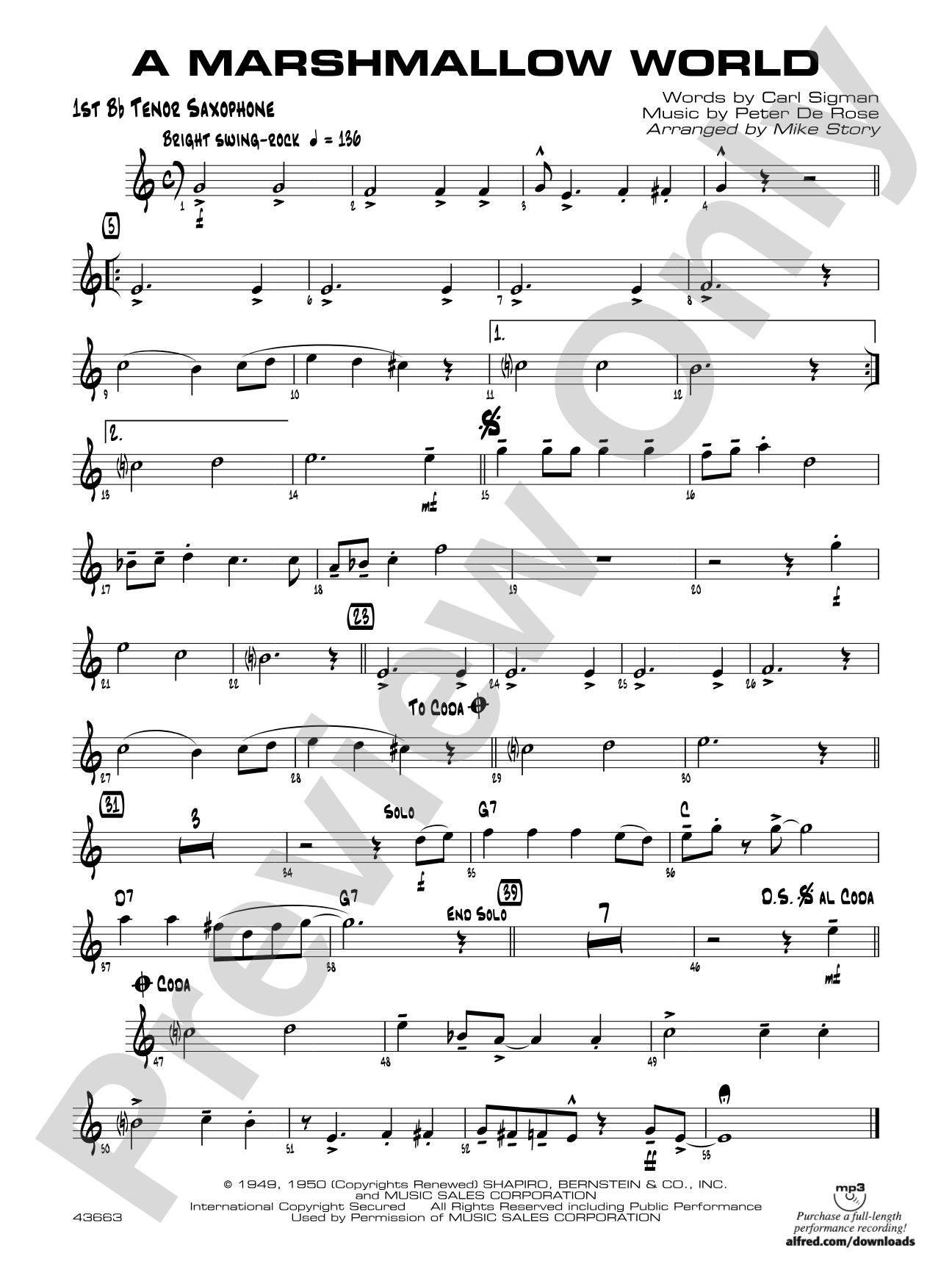 A Marshmallow World: B-flat Tenor Saxophone