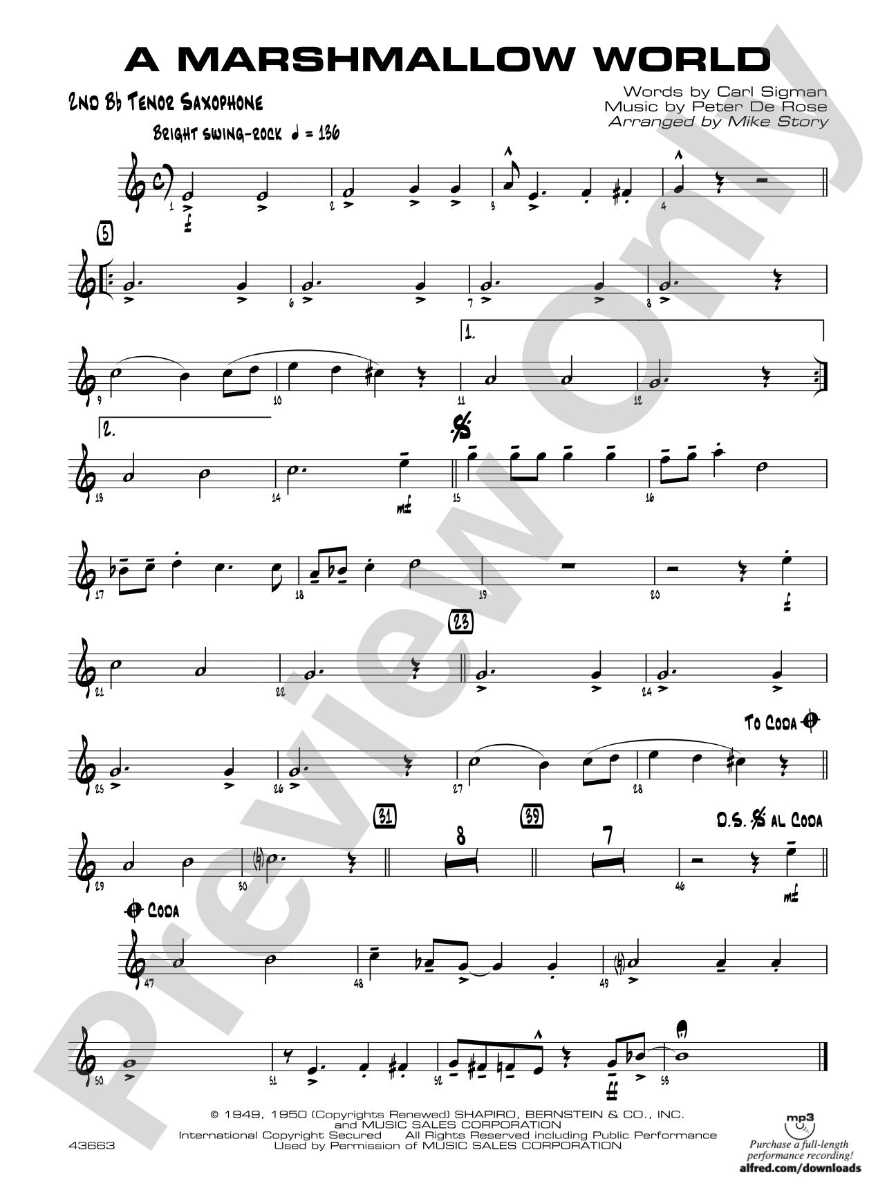 A Marshmallow World: 2nd B-flat Tenor Saxophone