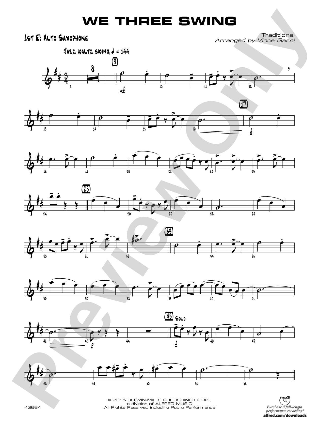 We Three Swing: E-flat Alto Saxophone