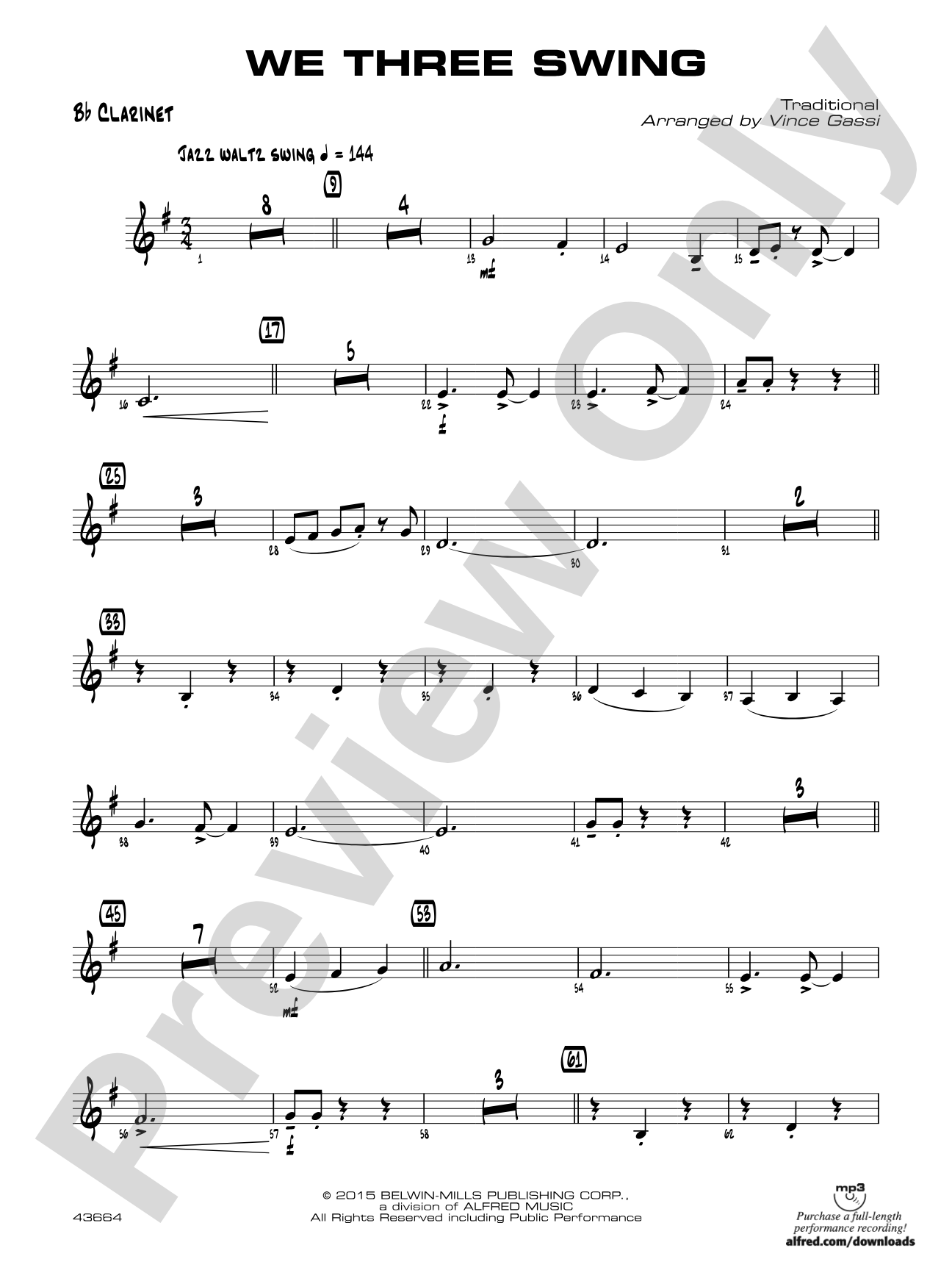 We Three Swing: 1st B-flat Clarinet